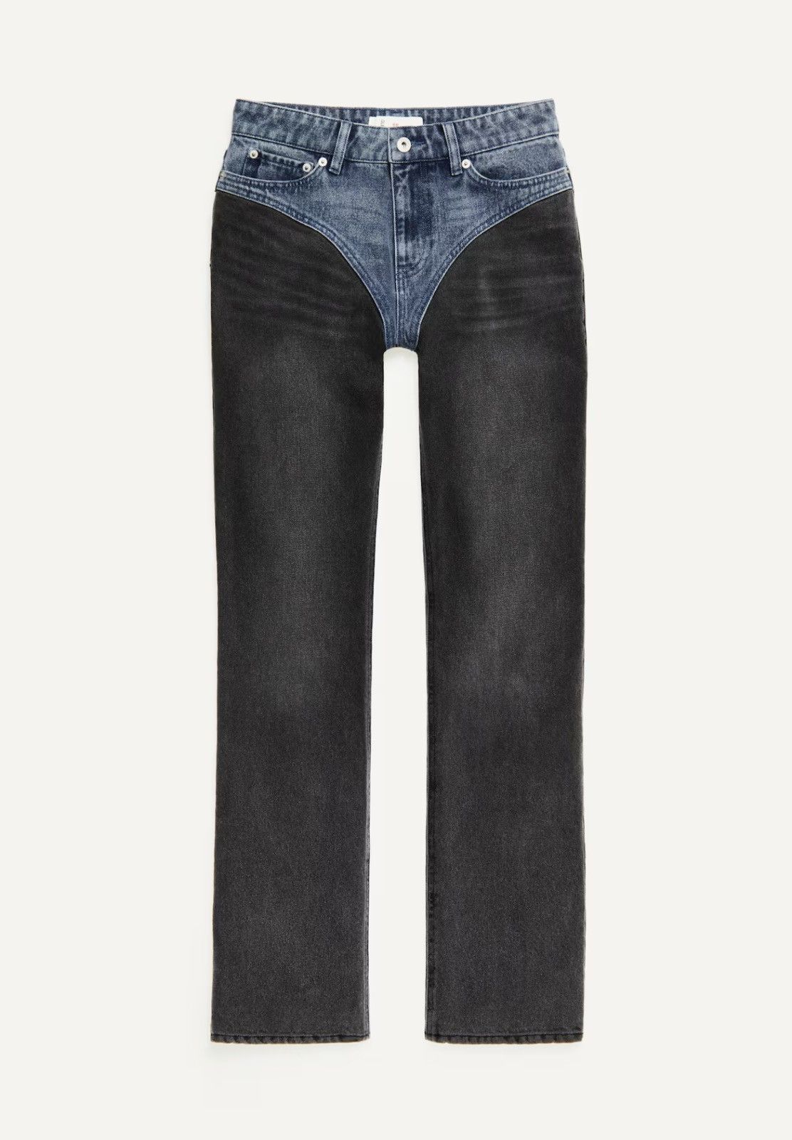 H&M Glenn Martens H&M Two Tone Straight Leg Jeans Size 28" / US 6 / IT 42 - 2 Thumbnail