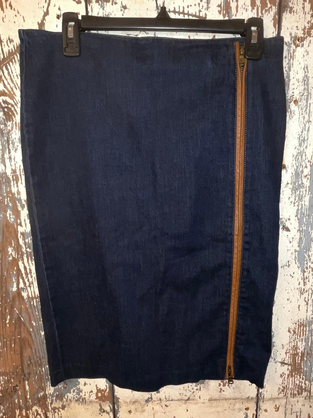 Lauren Ralph Lauren Ralph Lauren Denim skirt, leather trim, zipper, size 8 Size 32" / US 10 / IT 46 - 1 Thumbnail