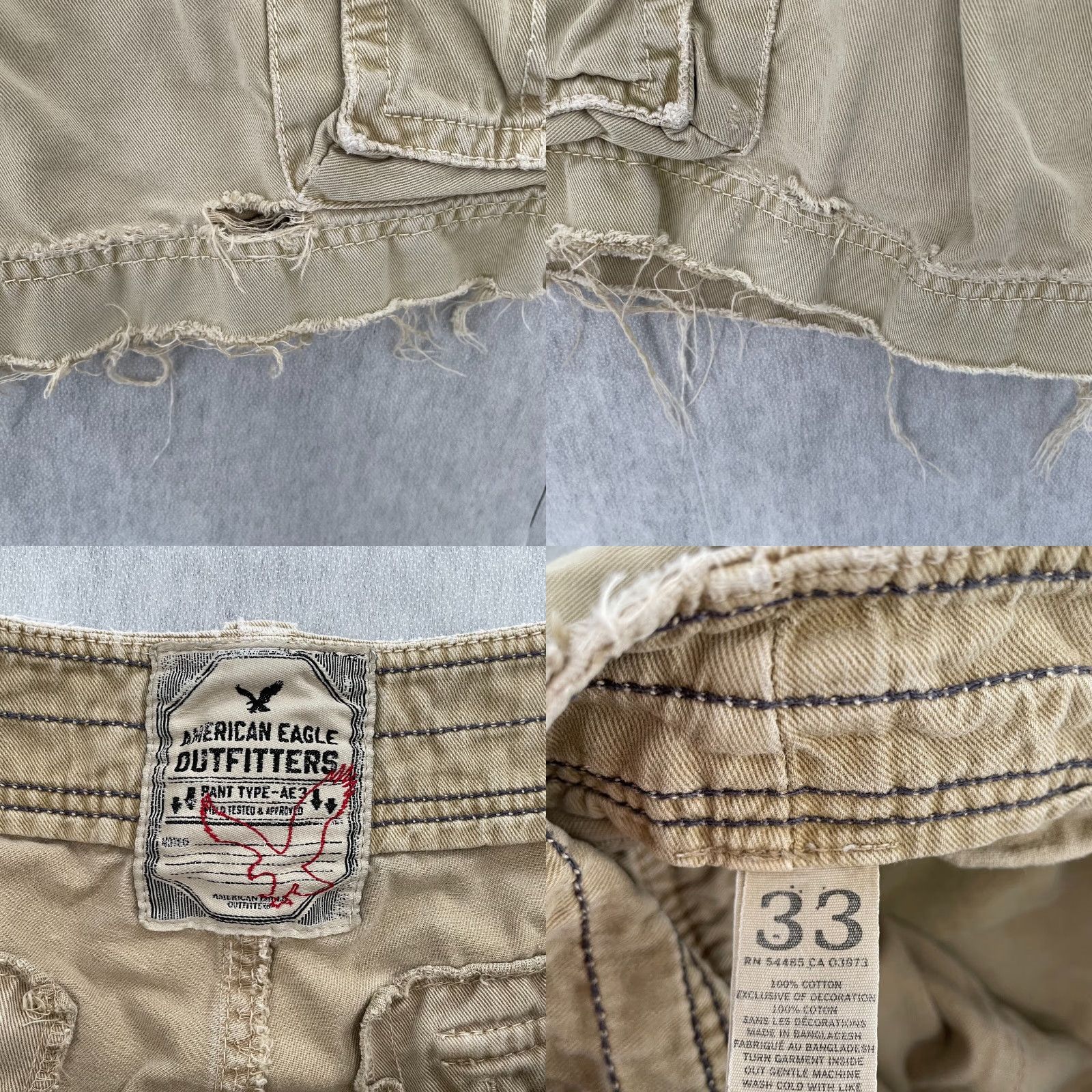 American Eagle Outfitters VINTAGE American Eagle Cargo Shorts Mens 33 Tan Cotton Utility Pockets 2000s Casual Size US 33 - 8 Thumbnail