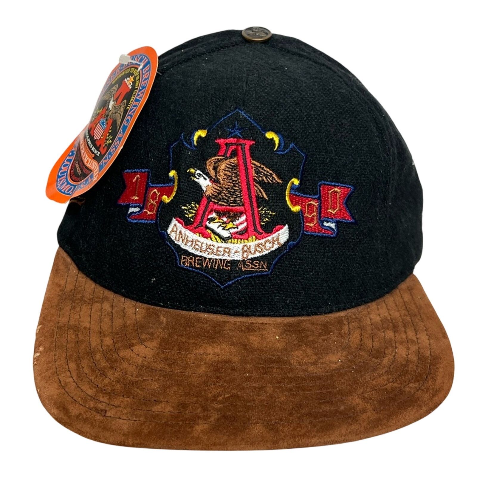 Budweiser Vintage Budweiser Anheuser Busch Beer Hat Leather Bill USA Size ONE SIZE - 3 Thumbnail