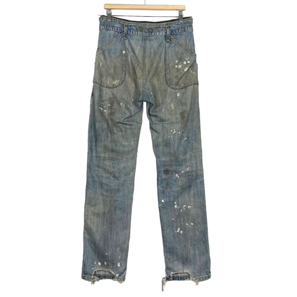 Japanese Brand THRASHED💥BLUE UNION MADE PAINTER DISTRESSED DENIM JEAN Size US 32 / EU 48 - 11 Thumbnail