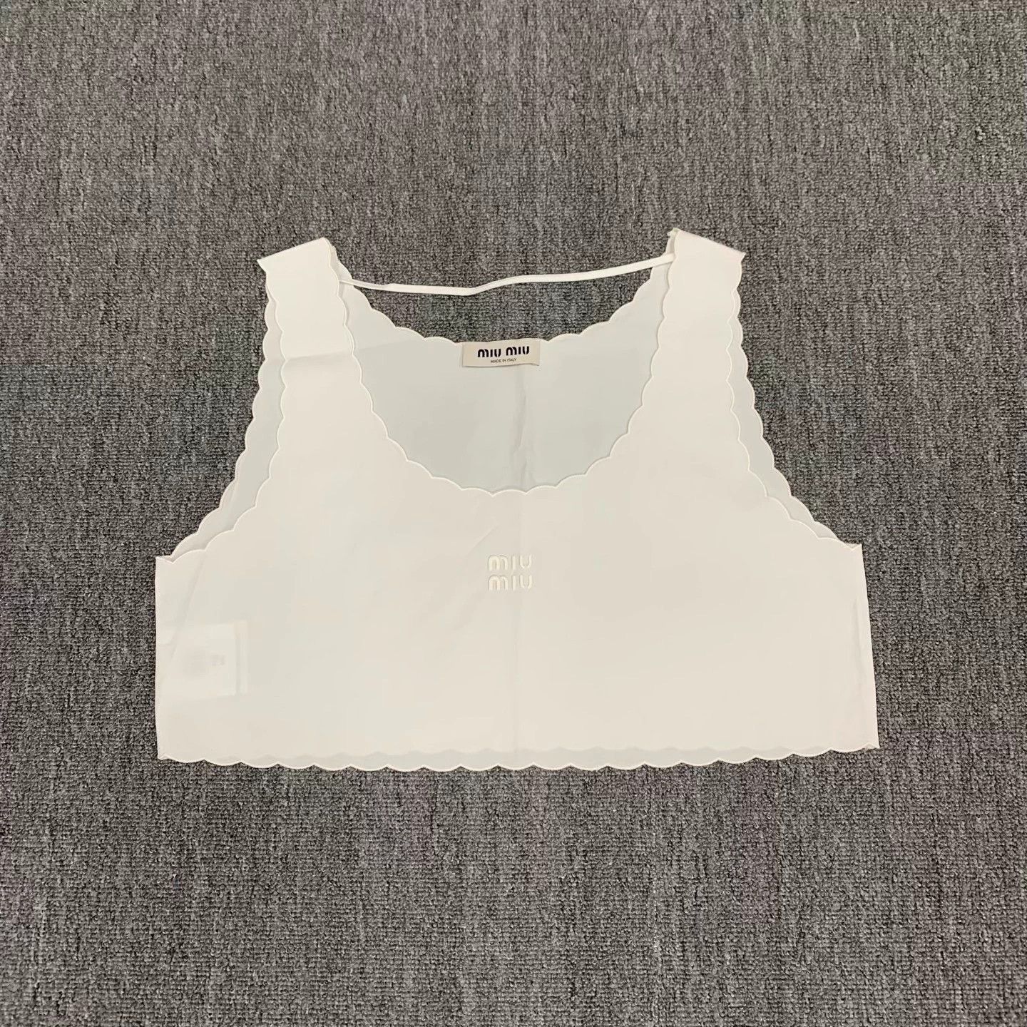Miu Miu Miu Miu Women's White Embroidered Logo Cami Top Size S / US 4 / IT 40 - 1 Thumbnail