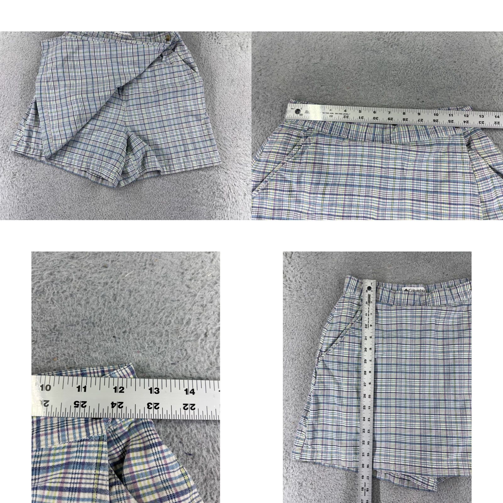 Vintage Columbia Women Skort Blue Plaid Cargo Activewear Golf with Pockets 24 in Waist Regular Size 42" / US 20 - 8 Thumbnail