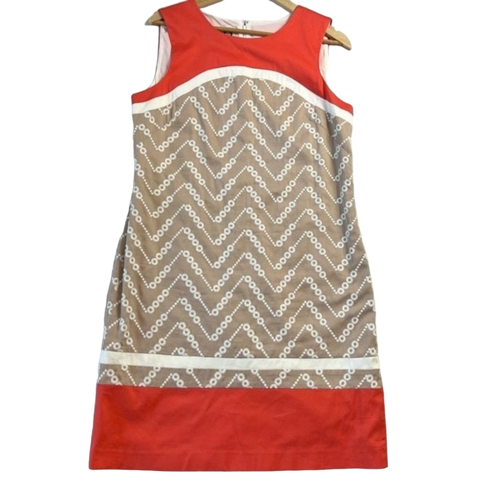 Anne Klein Anne Klein Women's Shift Dress 12 Orange Tan Sleeveless Size XL / US 12-14 / IT 48-50 - 2 Thumbnail
