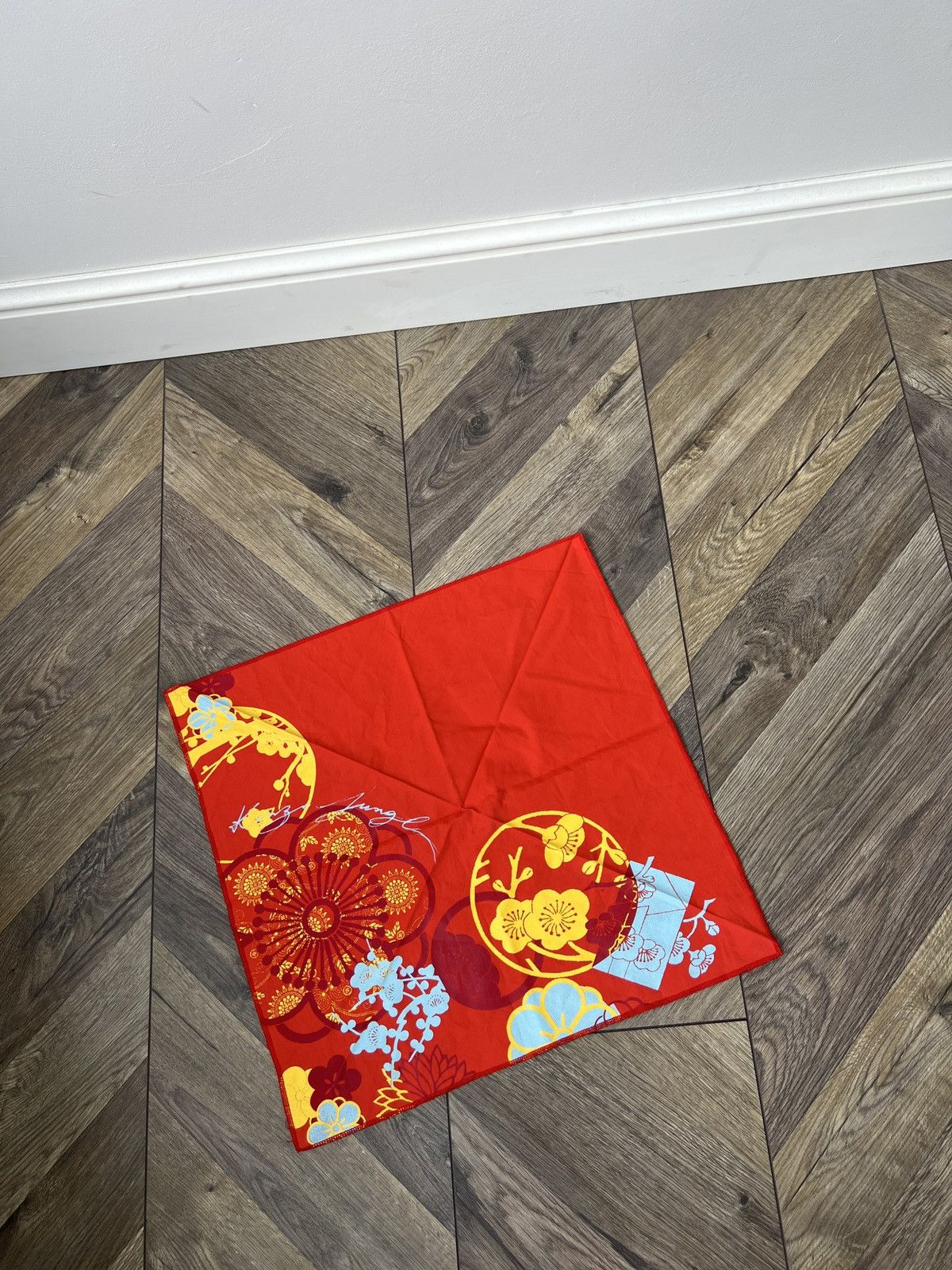 Kenzo Vintage Kenzo Jungle rare Red Floral Square Scarf Size ONE SIZE - 6 Thumbnail