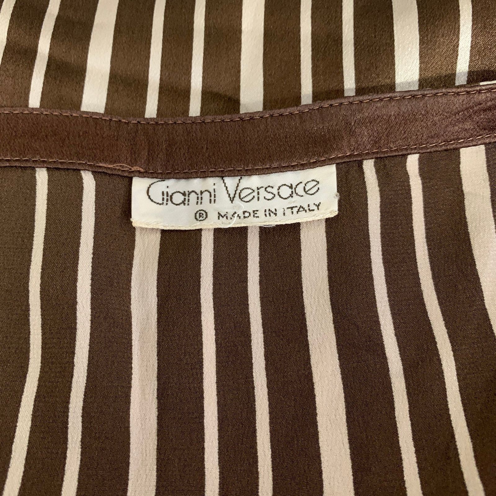 Versace GIANNI VERSACE Size S Brown Tan Stripe Tank Dress Top Size S / US 4 / IT 40 - 4 Thumbnail
