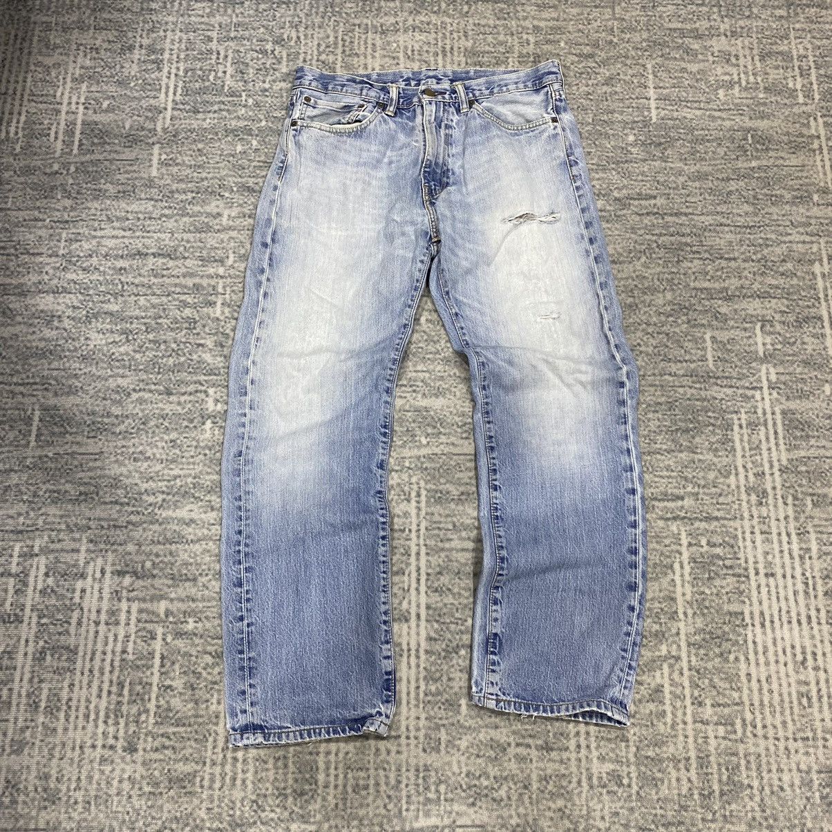 Levi's × Vintage Sickk☠️ Levis Ripped Jeans Straight Cut 90s Size US 34 / EU 50 - 2 Thumbnail
