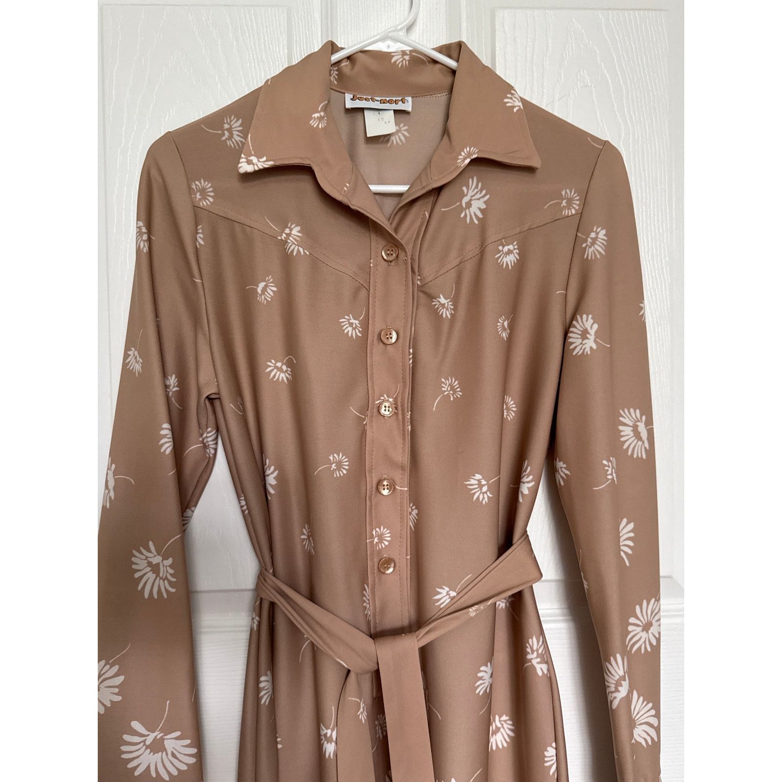 Vintage NWT Vtg Just-Mort Khaki collared Dress white daisy print M Size M / US 6-8 / IT 42-44 - 18 Thumbnail