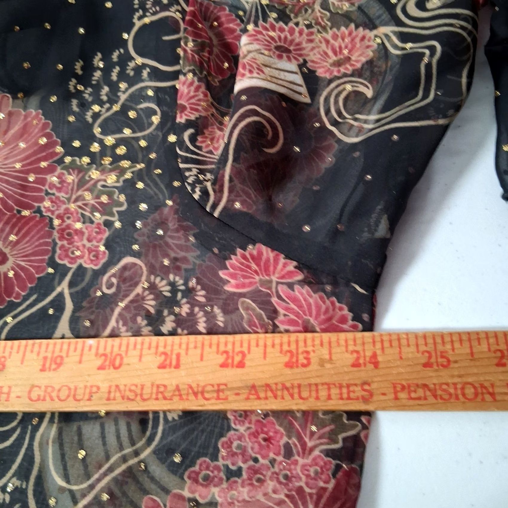 Vintage VINTAGE Dressbarn Blouse Plus Size 18/20 Sheer Black Metallic Gold Floral Bell Sleeve Peasant Bohemian Y2K Fashion Women Mens? Size XXL / US 16-18 / IT 52-54 - 7 Thumbnail