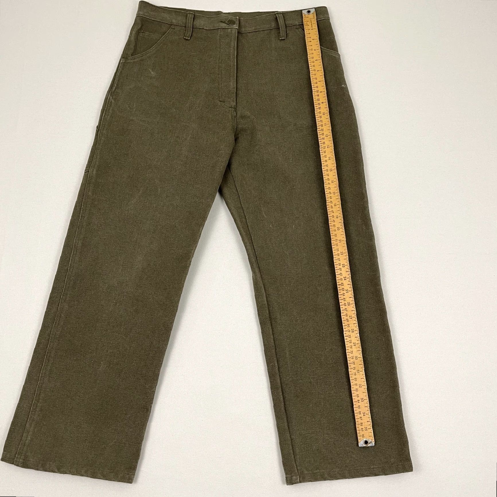 Vintage Artemesia Pants Adult L 34 x 27 Brown Thick Canvas Cotton Carpenter Wide Leg USA Pants Size 36" / US 14 / IT 50 - 5 Thumbnail