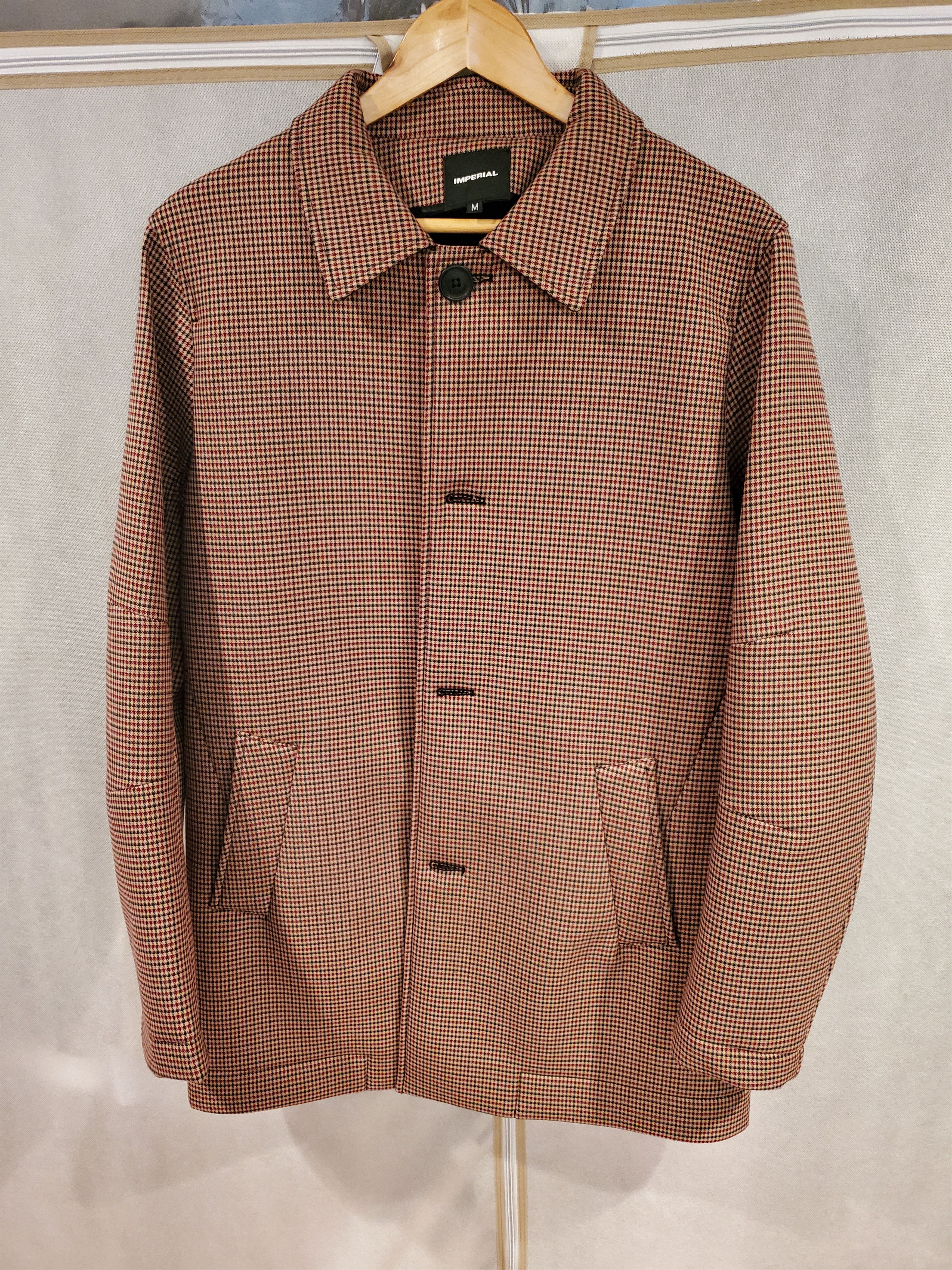 image of Imperial Plaid Pattern Mid-Length Trench Coat, Men's (Size Medium)