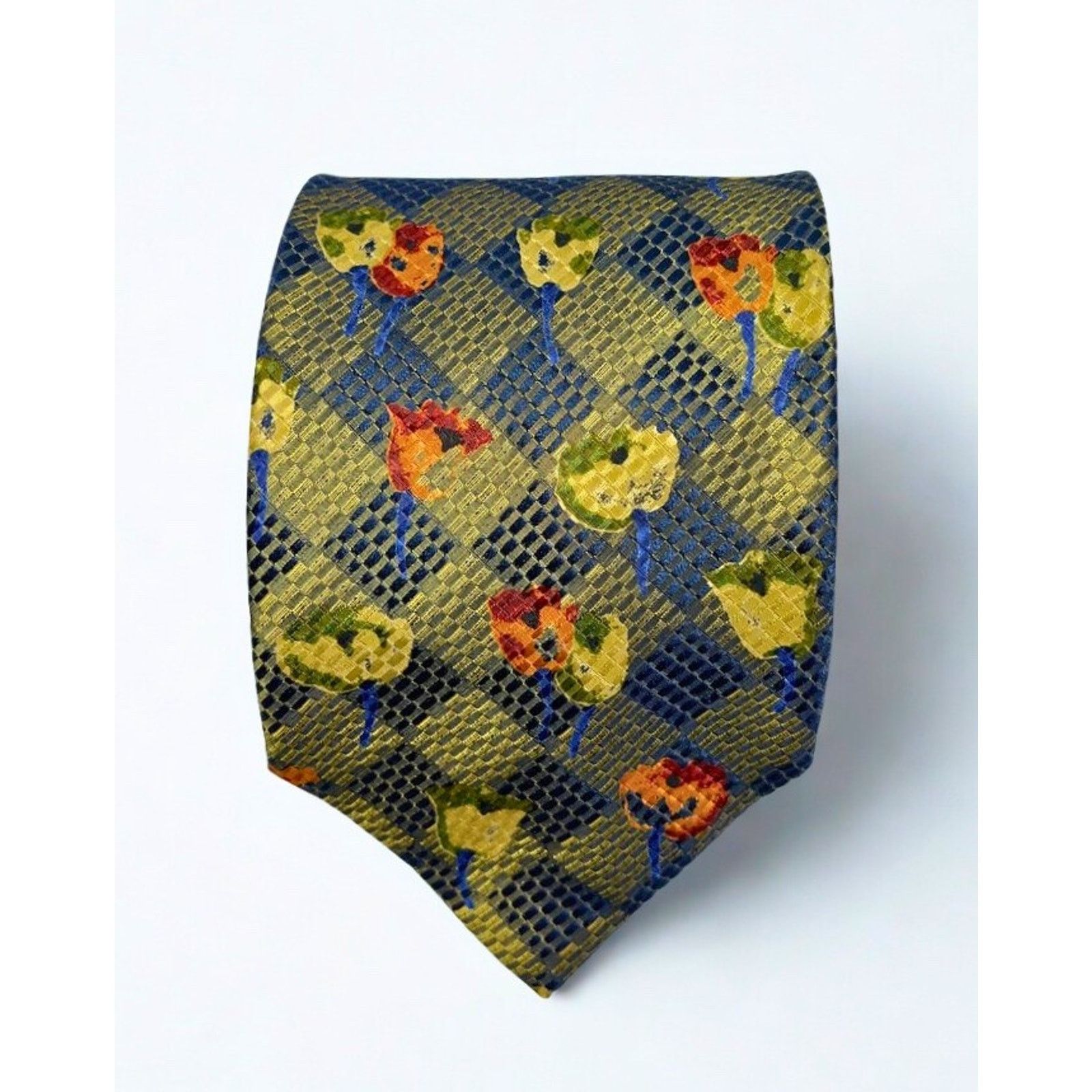 Ermenegildo Zegna Ermenegildo Zegna 100% Silk Tie Floral Diamond Pattern Italy Size ONE SIZE - 6 Thumbnail