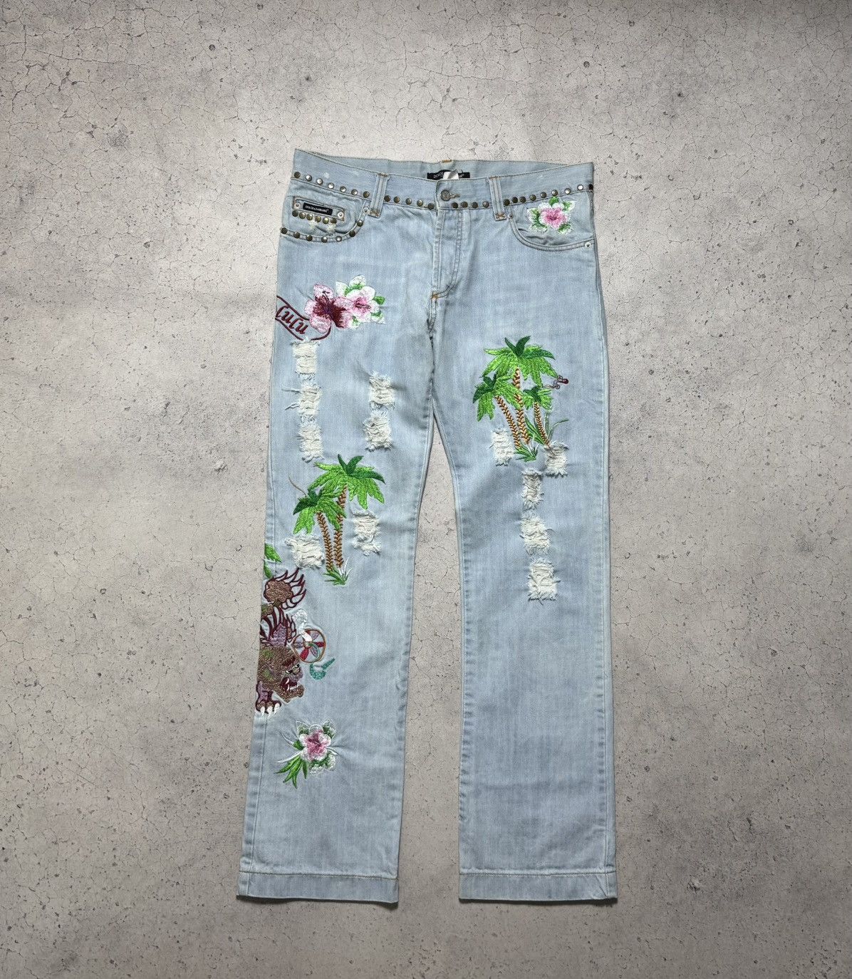 Dolce & Gabbana Dolce & Gabbana Hawaiian Tropical Denim Jeans Size 50 Y2K Size US 34 / EU 50 - 1 Thumbnail