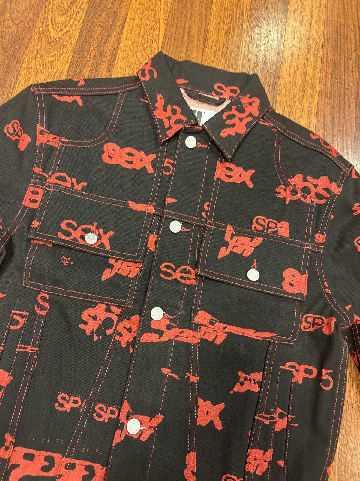 Sp5der Sp5der Sex AOP Denim Jacket Size US XS / EU 42 / 0 - 1 Thumbnail
