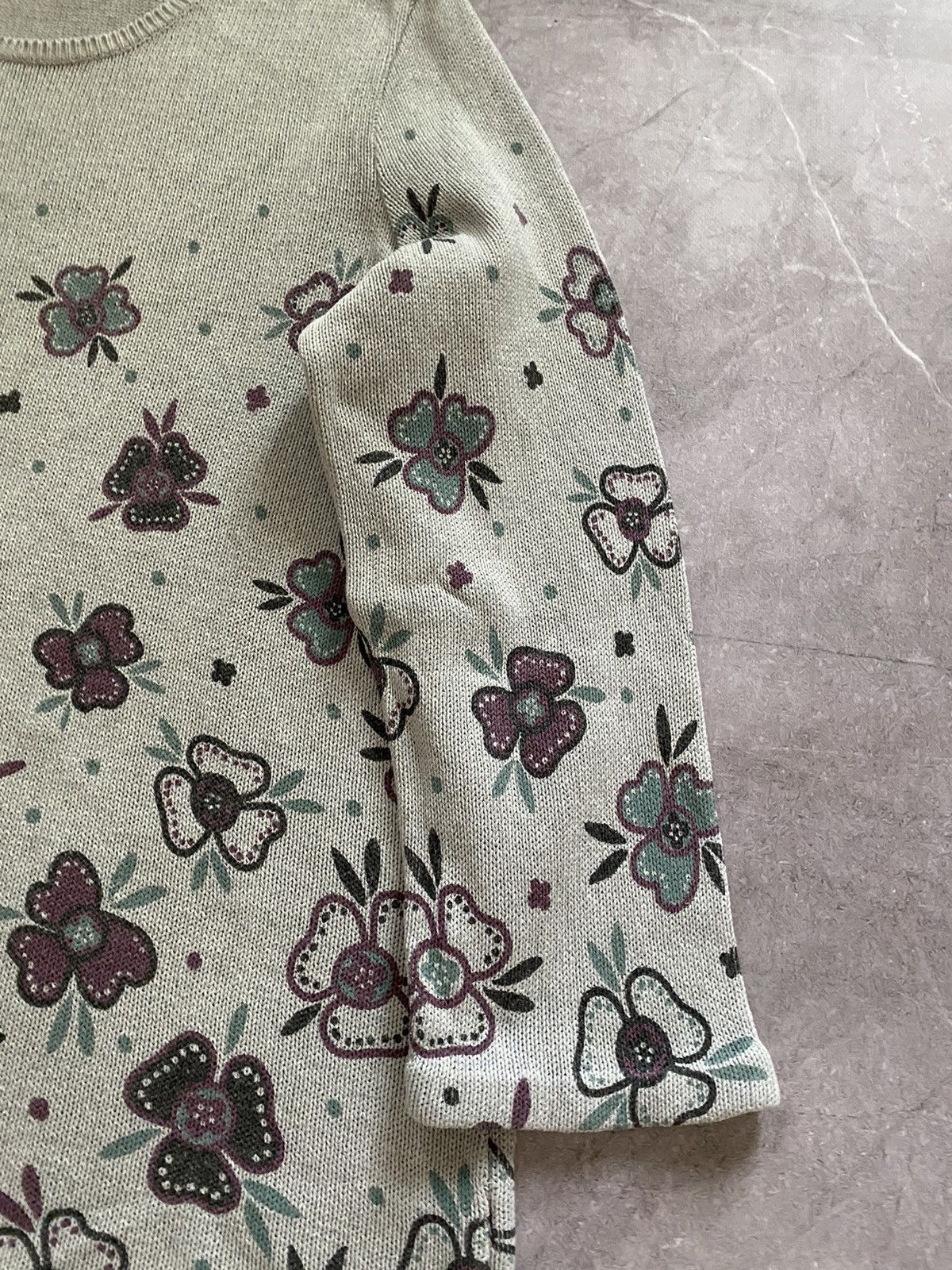 Designer × Gudrun Sjoden Rare Gudrun Sjoden Gray Sweater Floral Flowers Print Size L Size L / US 10 / IT 46 - 8 Thumbnail