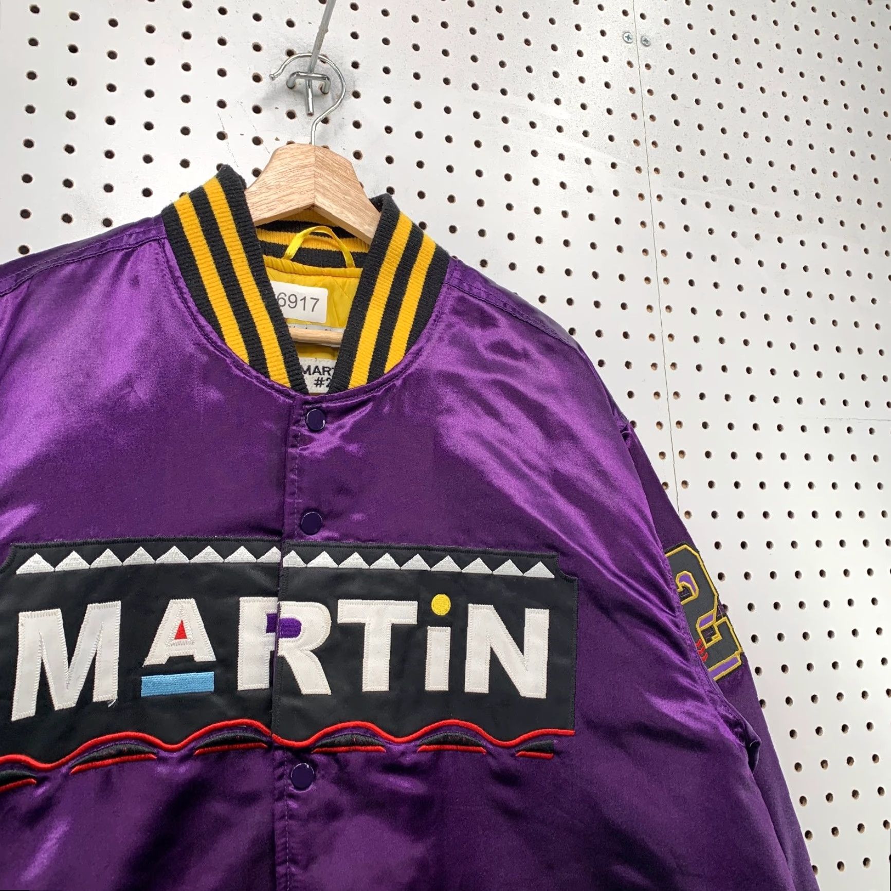 Vintage VINTAGE Headgear Classic Mens 2XL Martin Lawrence Satin Jacket Purple Bomber Jacket TV Sports Funny 90s Mens Size US XXL / EU 58 / 5 - 6 Thumbnail