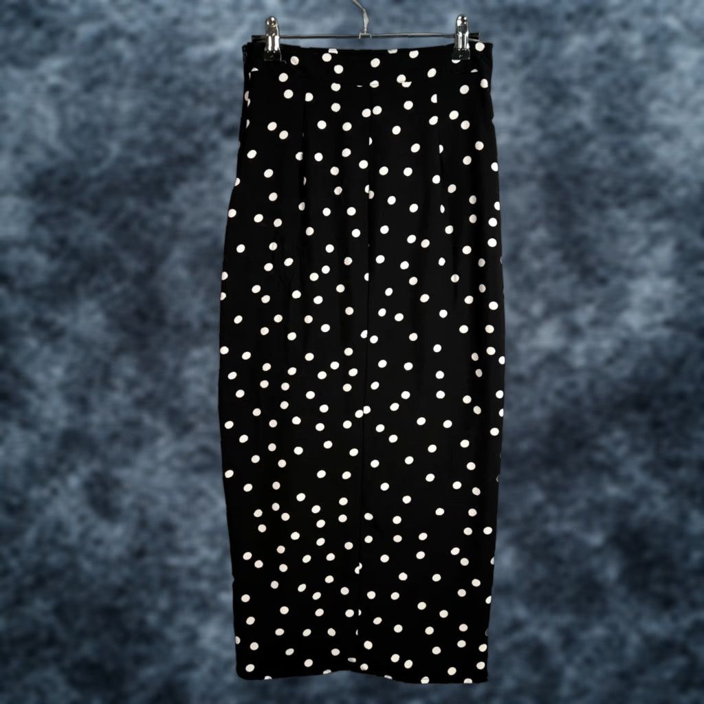 Nasty Gal Nasty Gal Womens Skirt Polka Dot Midi Ruched Black White 0 Polyester Size 25" / US 0 / IT 36 - 1 Thumbnail