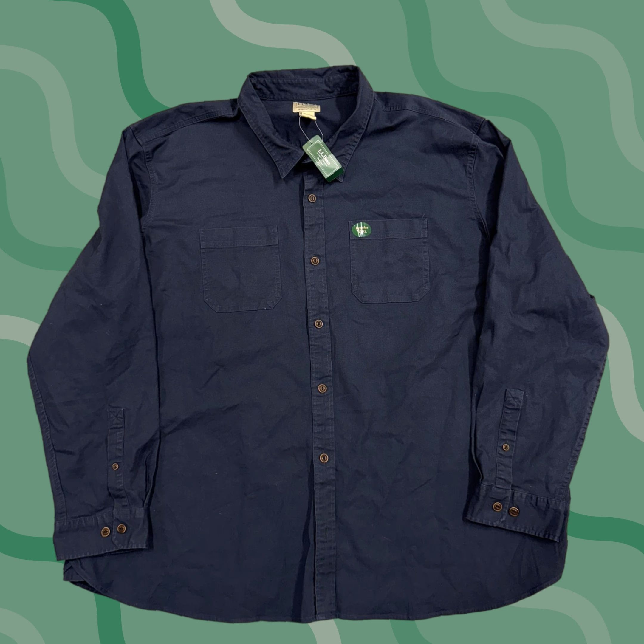 Vintage L.L.Bean Shirt Mens 3XL Navy BeanFlex Traditional Fit Long Sleeve Button Down Size US XXL / EU 58 / 5 - 1 Thumbnail