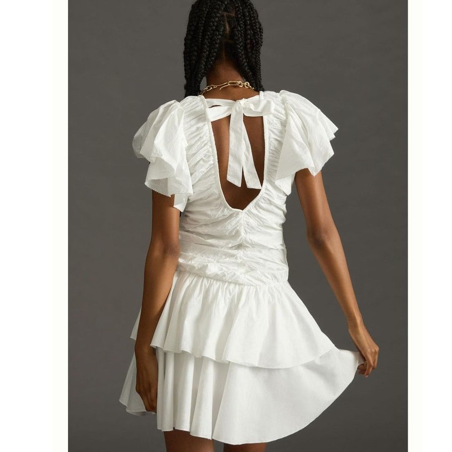 Anthropologie NWT Love The Label Ruffled Mini Dress DEEP-V $248 Medium Size M / US 6-8 / IT 42-44 - 3 Thumbnail