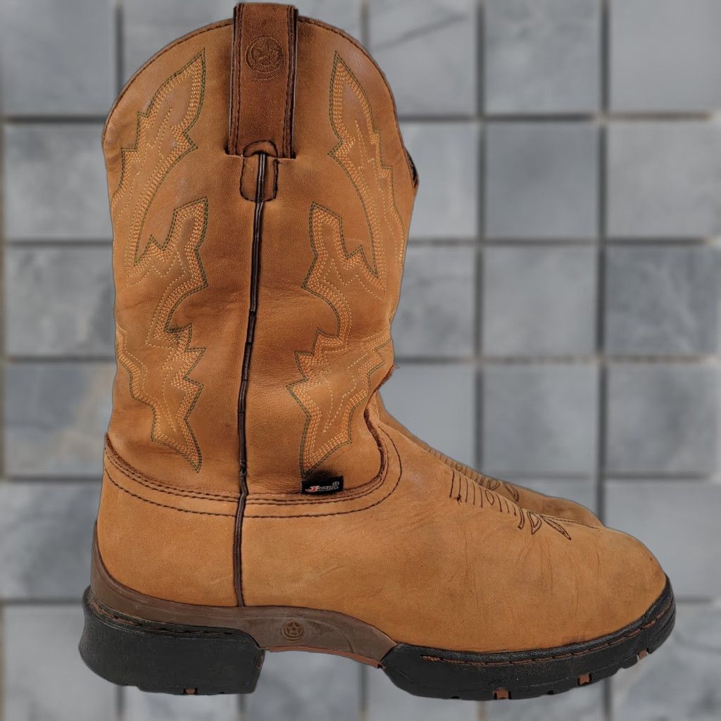 Justin Boots Justin Boots Western Boots L9017 Brown Leather Roper Women's 9 B Shaft Mid-Calf Pull On Block Heel Casual 3 Season Western Theme Size US 9 / IT 39 - 1 Thumbnail