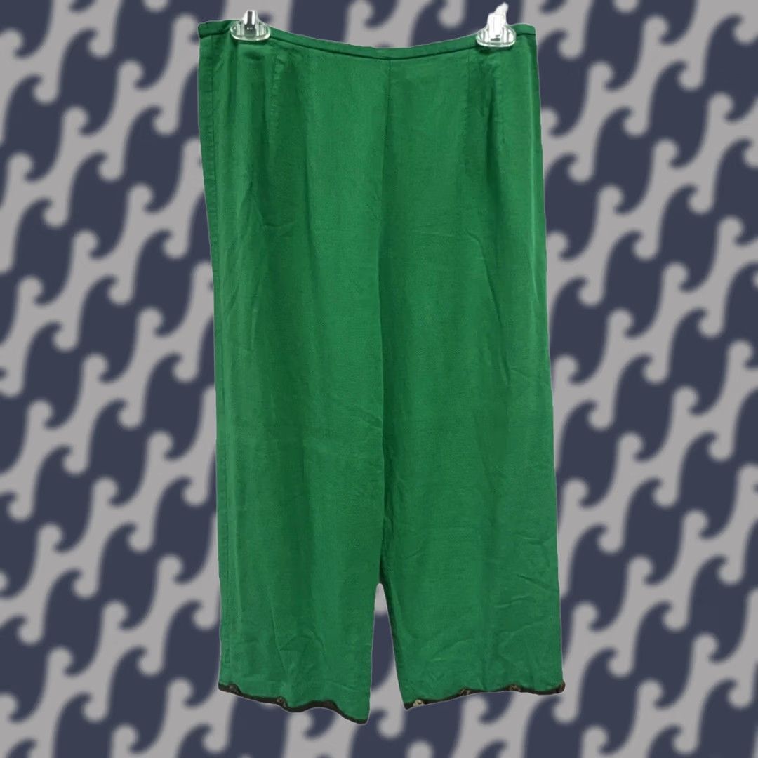 Vintage VINTAGE Sharon Young Linen Blend Pants Women's Size 10 Green Boho Cropped 20in Inseam USA Size 32" / US 10 / IT 46 - 1 Thumbnail