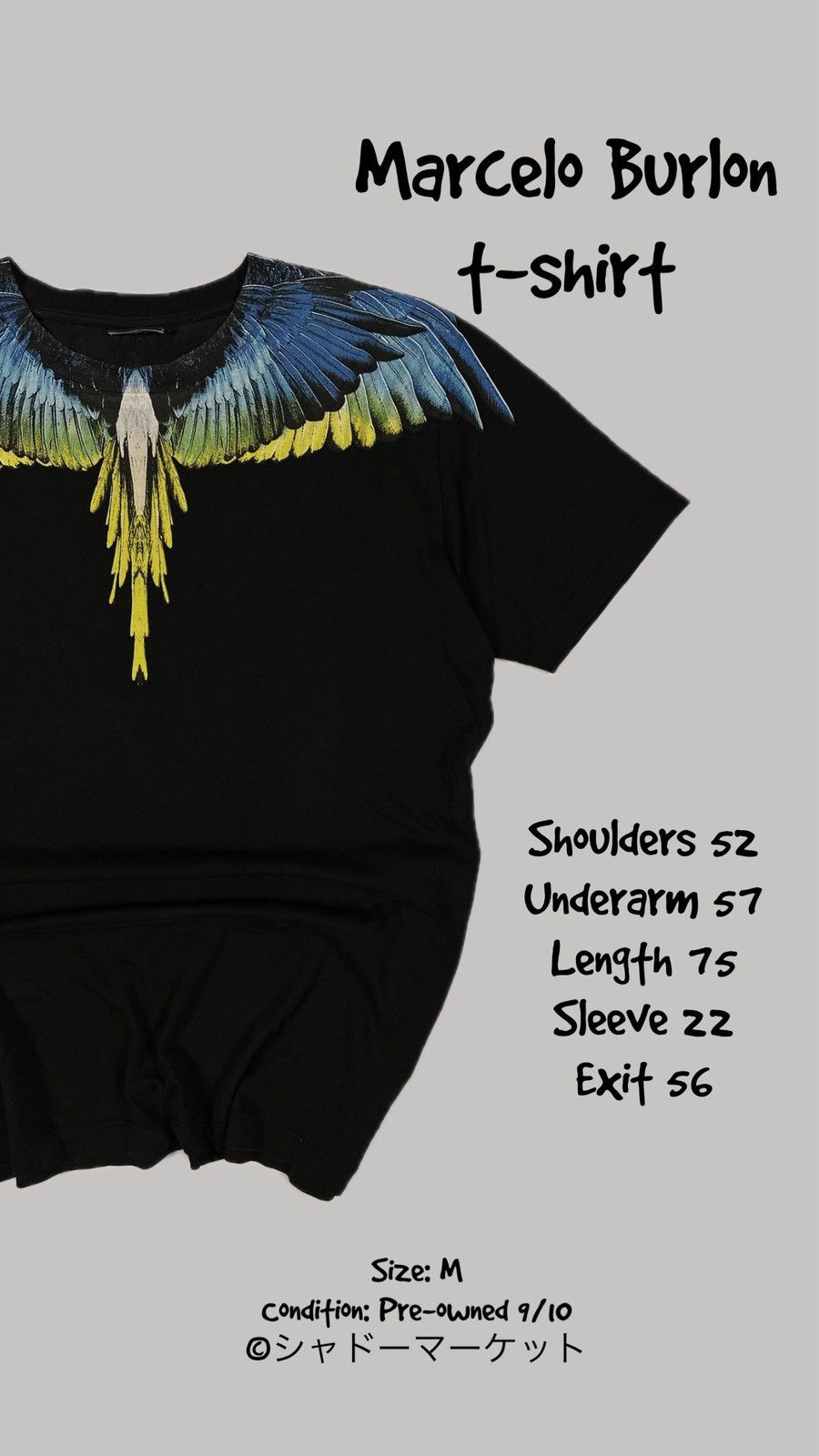 Marcelo Burlon Marcelo Burlon Wings T-Shirt Tee Black Multicolor Print Size US M / EU 48-50 / 2 - 1 Thumbnail