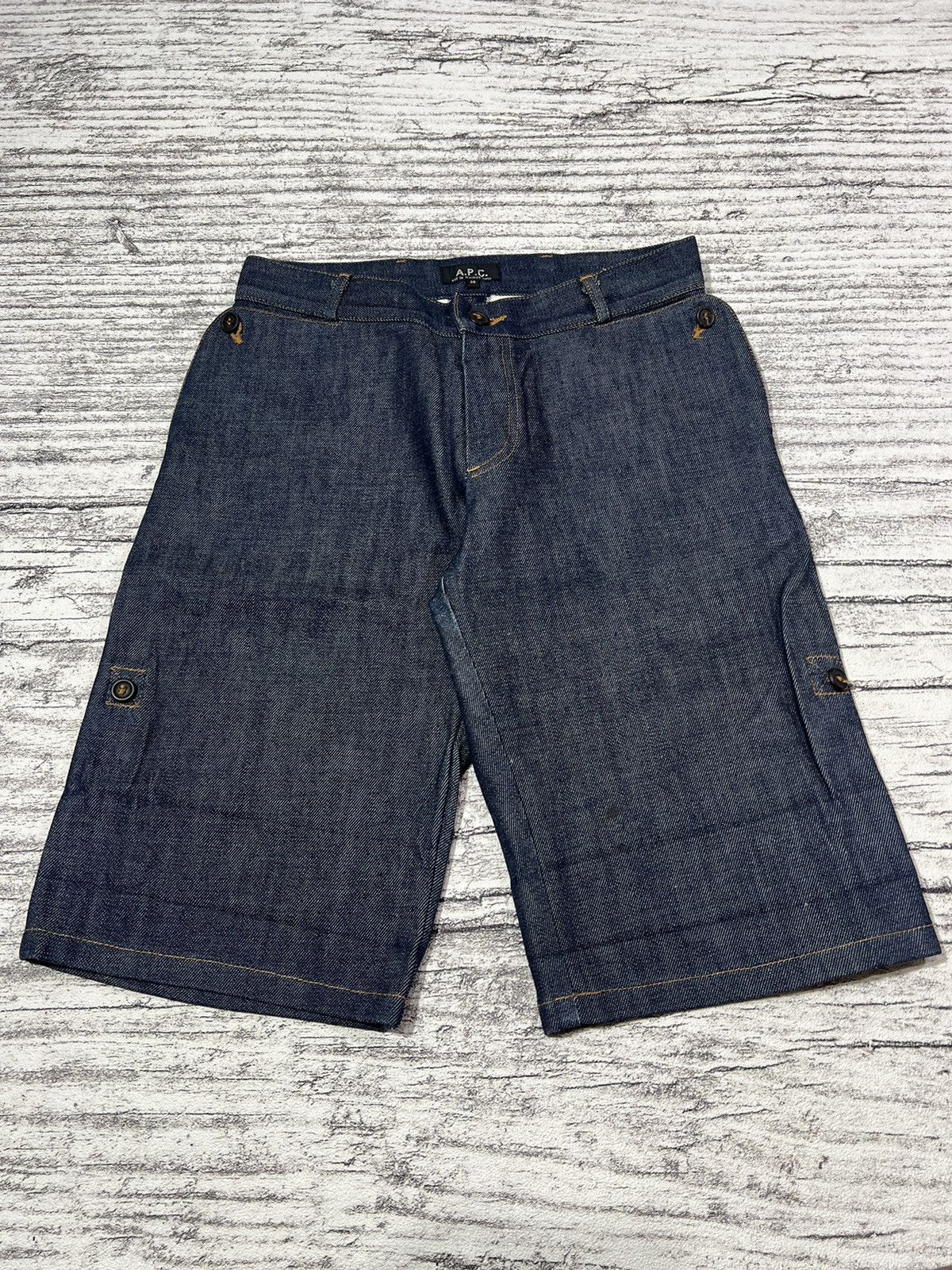 Helmut Lang 2000s Japanese Apc Paris Selvedge Raw Jeans Short Jorts y2k Size US 26 / EU 42 - 1 Thumbnail