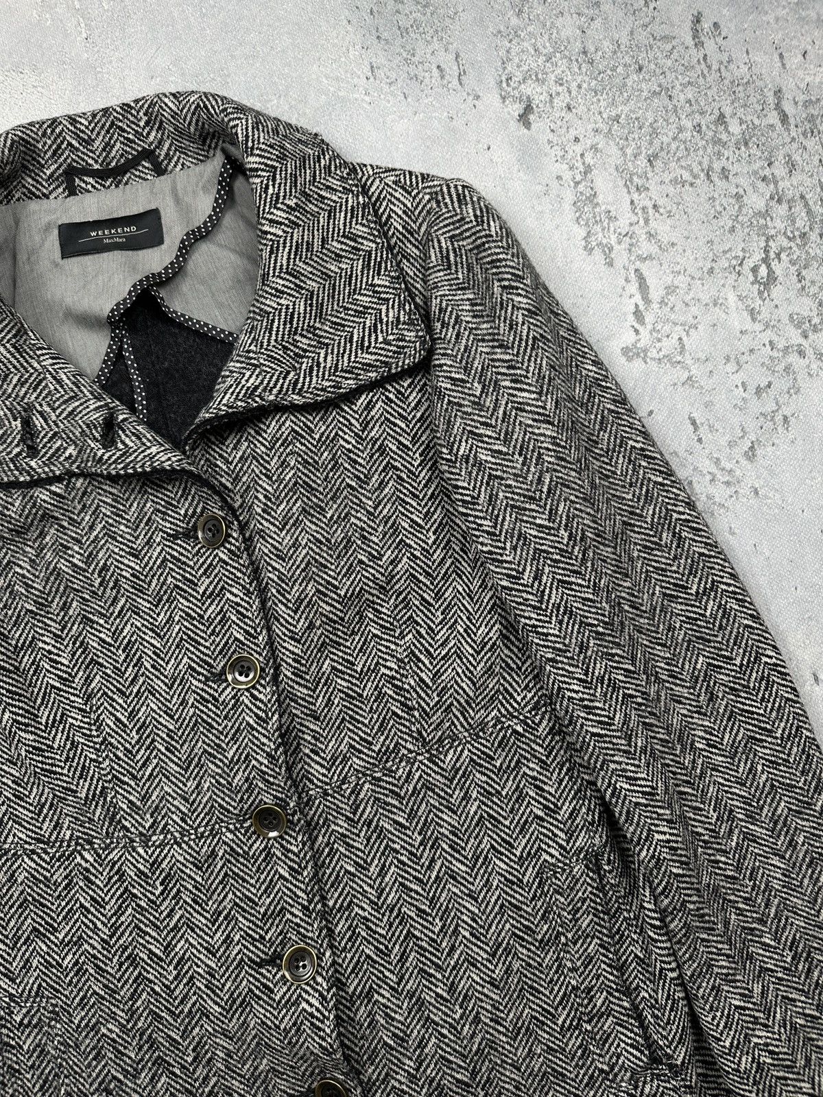 Weekend Max Mara Vintage Max Mara Weekend Herringbone Wool Coat Rare Classic Size M / US 6-8 / IT 42-44 - 17 Thumbnail