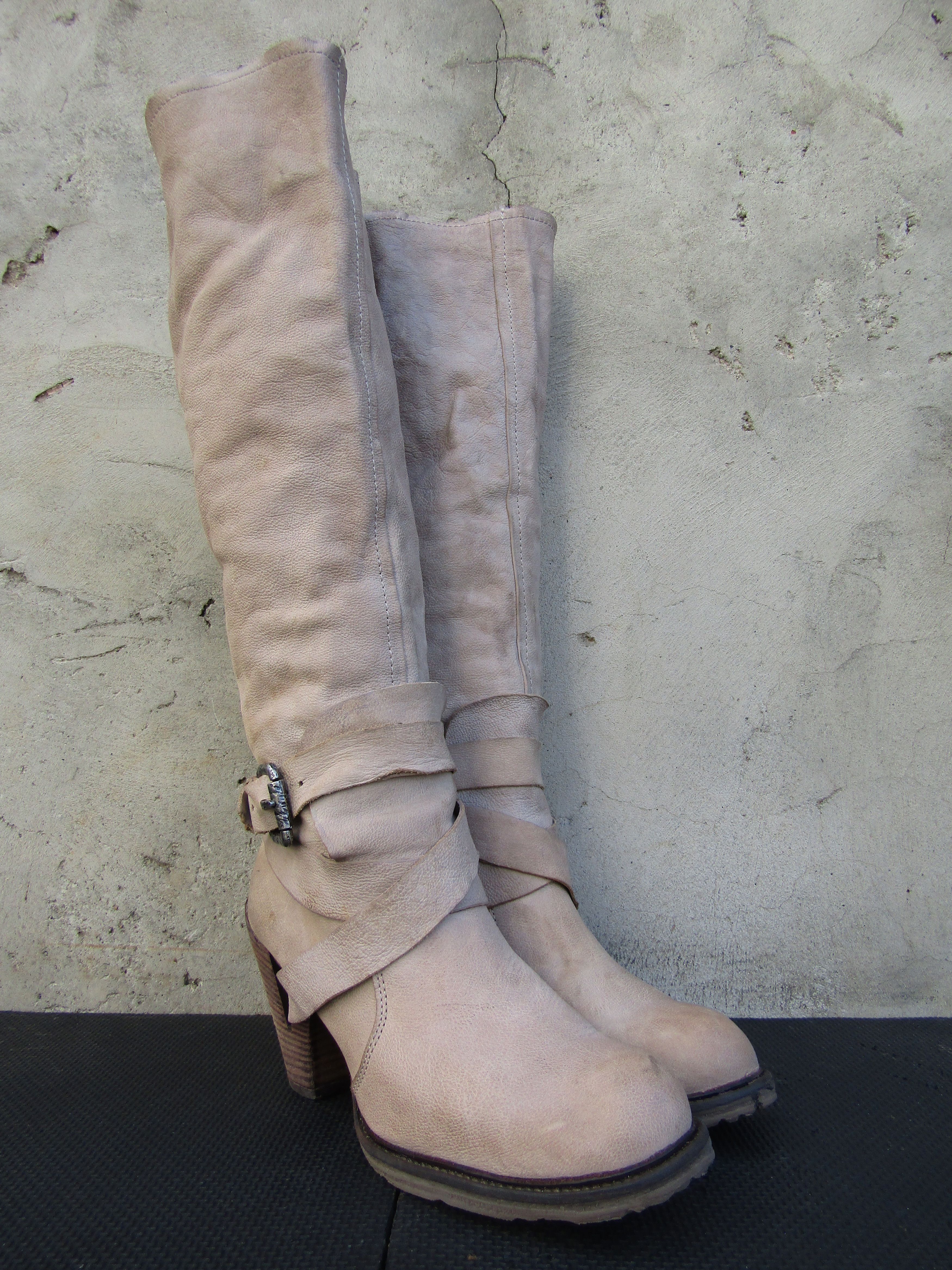 A.S.98 Airstep A.S.98 Zip Buckle High Tall Leather Heel Block Size US 9.5 / IT 39.5 - 13 Thumbnail