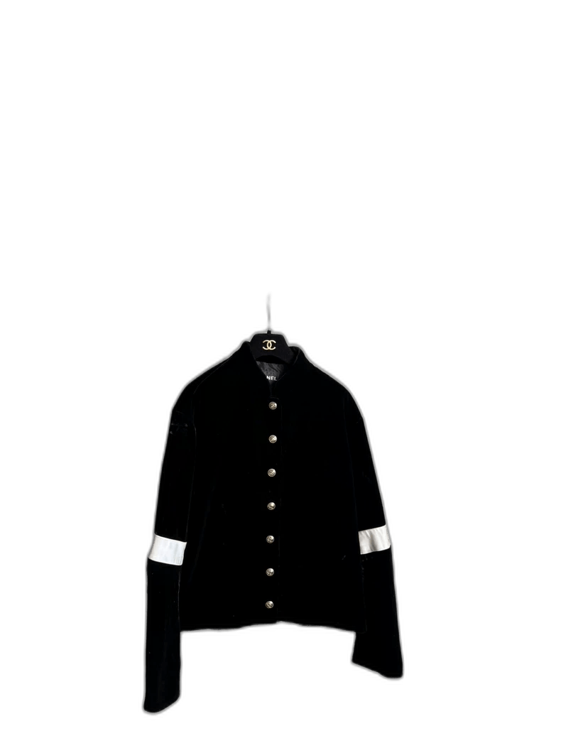 Chanel Chanel Black and White Velvet Jacket Size US M / EU 48-50 / 2 - 1 Thumbnail