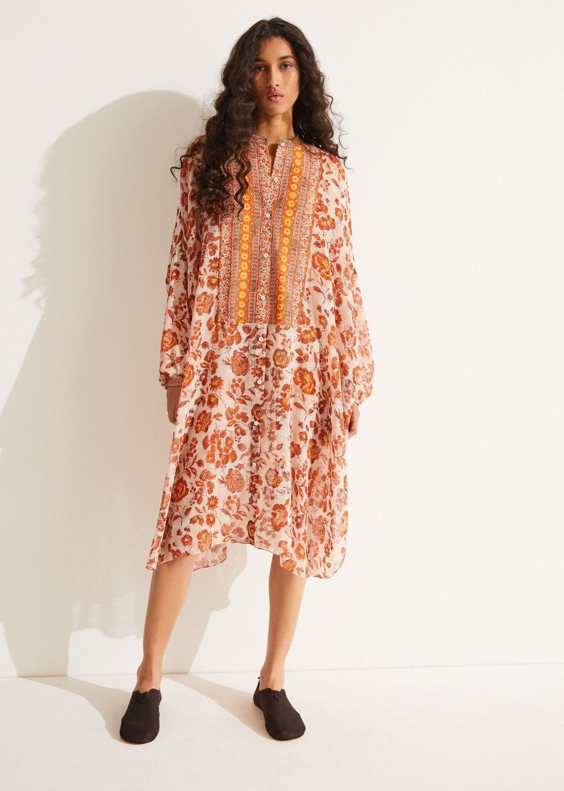 Loro Piana o1srvl11e0824 Mila Flower Midi Dress in Multicolor Size XL / US 12-14 / IT 48-50 - 3 Thumbnail