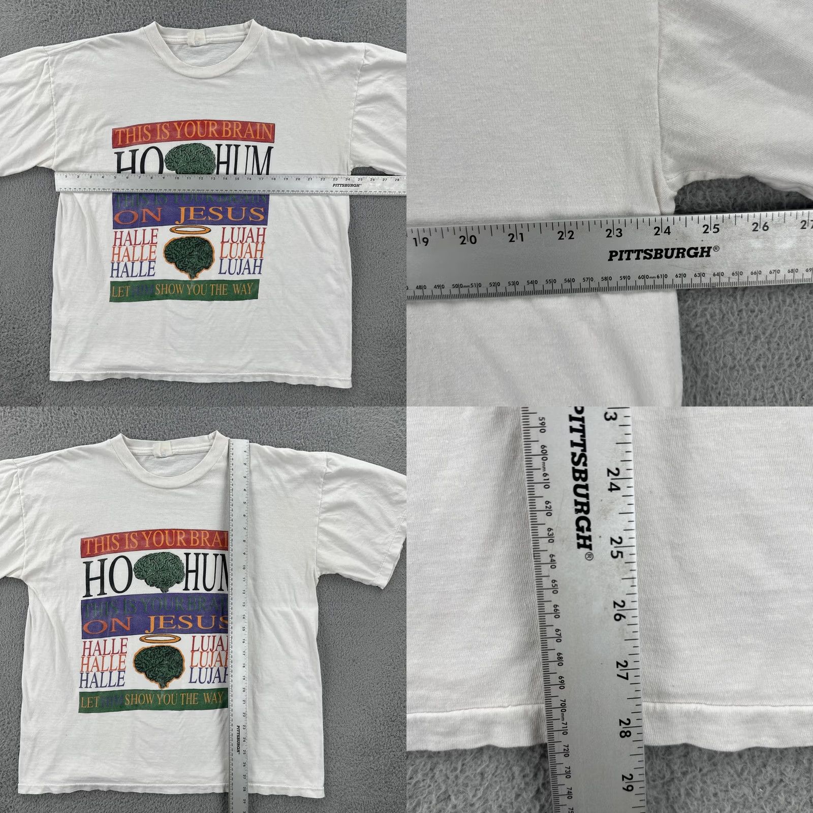 Paradise VINTAGE Tee Paradise XL T Shirt This Is Your Brain On Jesus 90s Funny Graphic Tee Shirt Mens White XL Size US XL / EU 56 / 4 - 8 Thumbnail