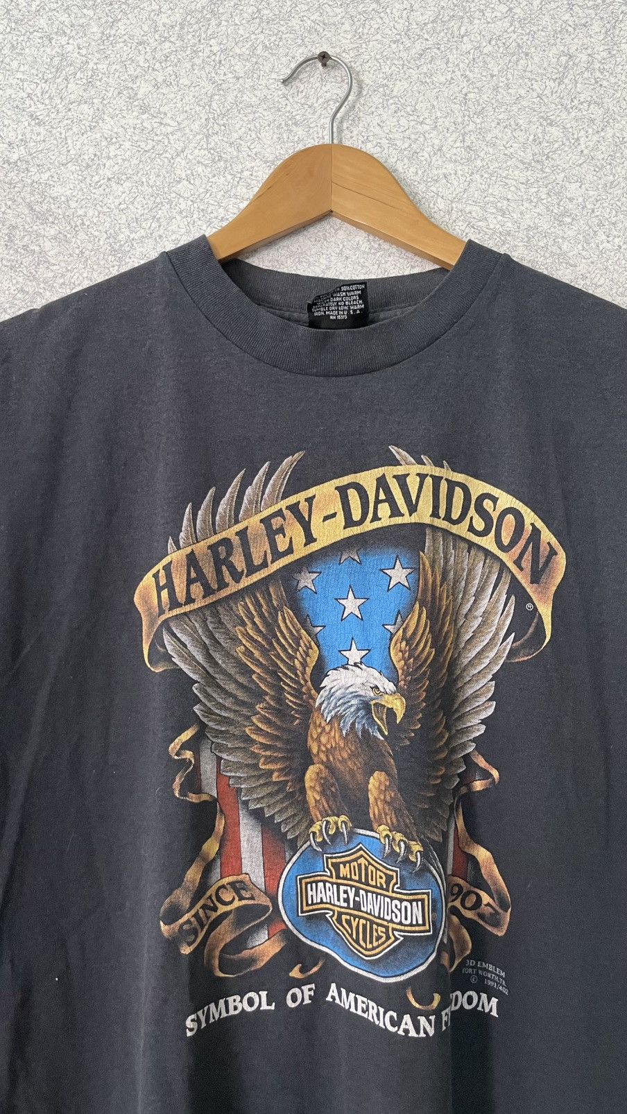 Harley Davidson 1991 VINTAGE 90s 3D EMBLEM HARLEY DAVIDSON Size US XL / EU 56 / 4 - 4 Thumbnail