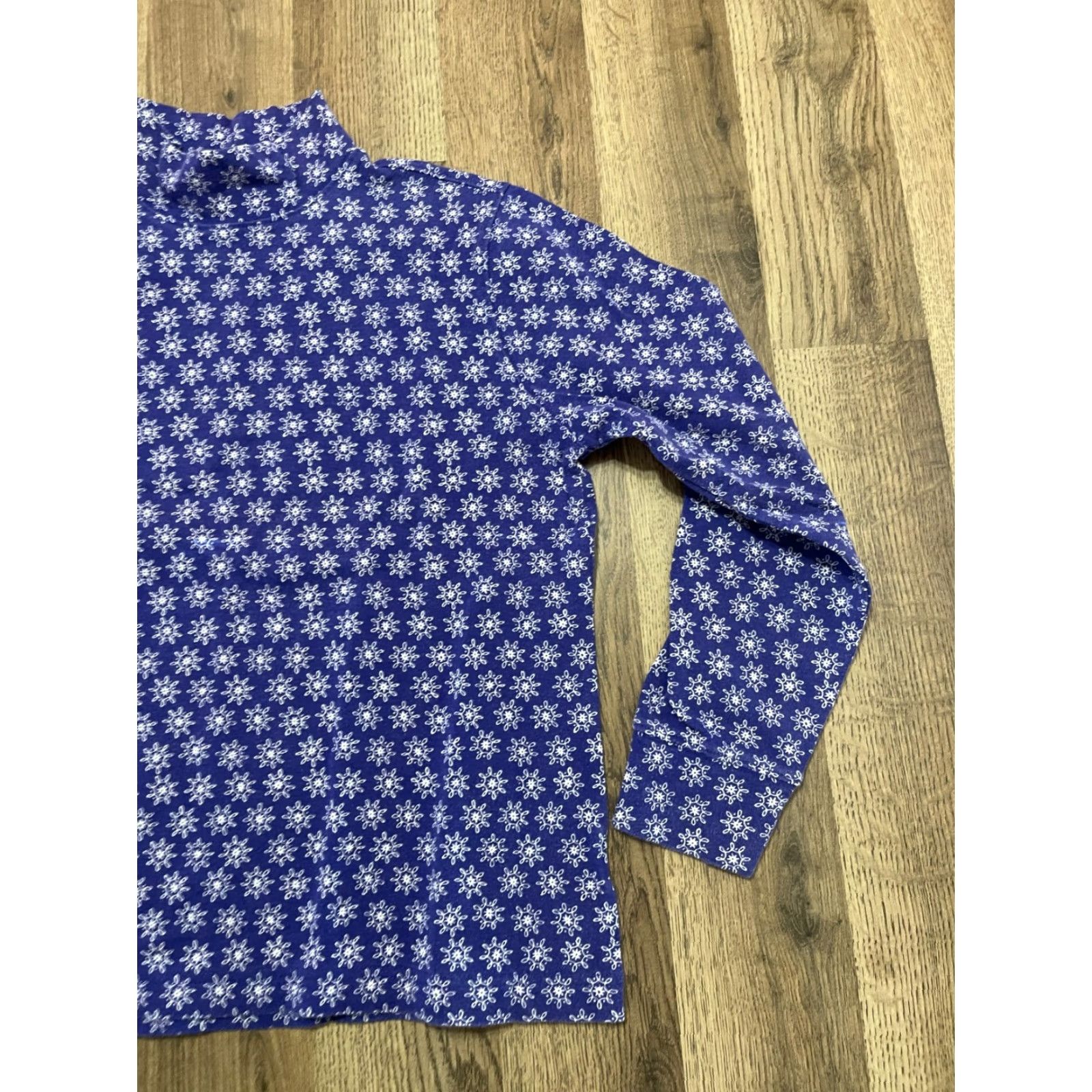 Lands' End Lands' End Shirt Women’s Small Purple White Long Sleeve Turtleneck Size S / US 4 / IT 40 - 4 Thumbnail