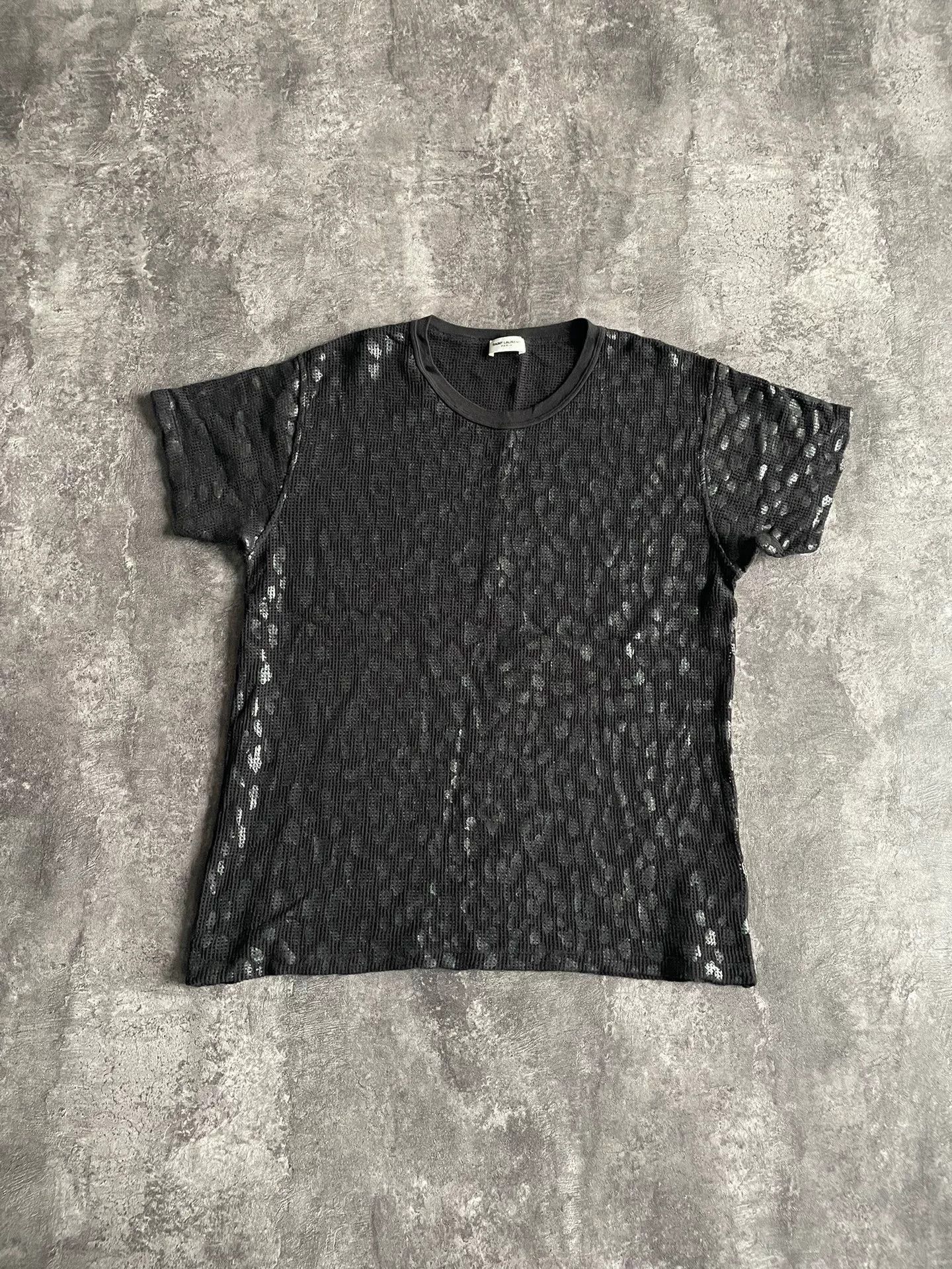 Saint Laurent Paris saint laurent leopard print short sleeve knit. Size L / US 10 / IT 46 - 1 Thumbnail