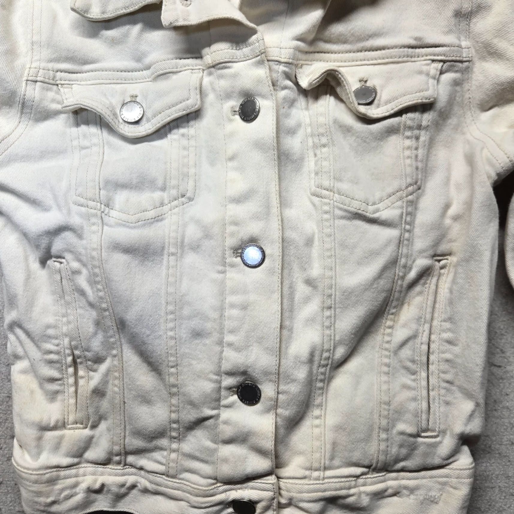 H&M Vintage H&M White Denim Jean Jacket Adult Women Size 10 Button Up Basic Jacket Size 32" / US 10 / IT 46 - 2 Thumbnail