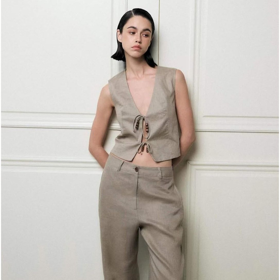 Zara ZARA Linen Tie-Front Vest NWT Size US L / EU 52-54 / 3 - 12 Thumbnail