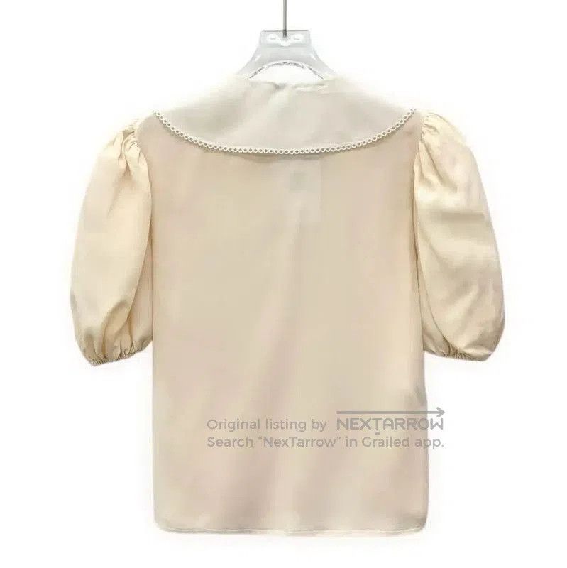 Miu Miu Miu Miu Beige Silk Blouse with Peter Pan Collar . Size XS / US 0-2 / IT 36-38 - 2 Thumbnail