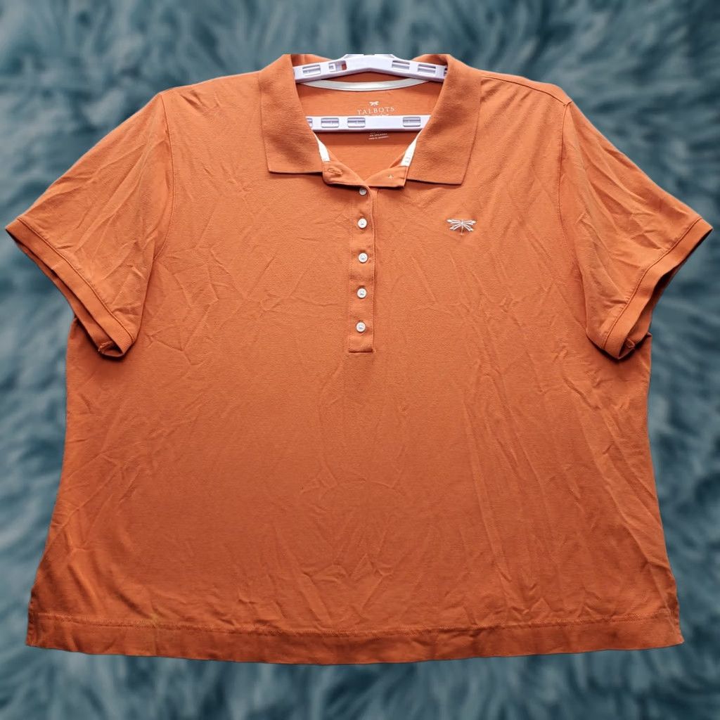Talbots Talbots Polo Shirt Womens 3X Orange Stretch Short Sleeve Polo Shirt Womens 3X Orange Stretch Short Sleeve Embroidered Logo Size XXL / US 16-18 / IT 52-54 - 1 Thumbnail