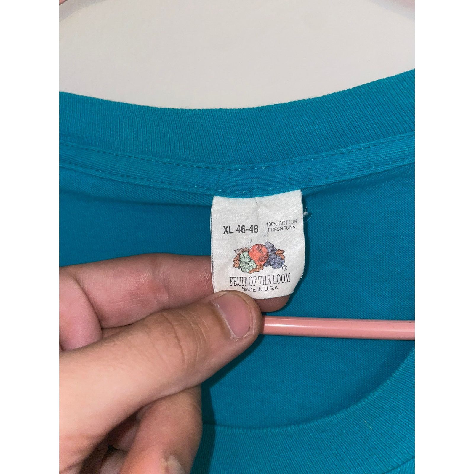 Fruit Of The Loom Vintage Blue Blank Shirt Fruit Of The Loom Pocket Tee 90s XL Size US XL / EU 56 / 4 - 6 Thumbnail