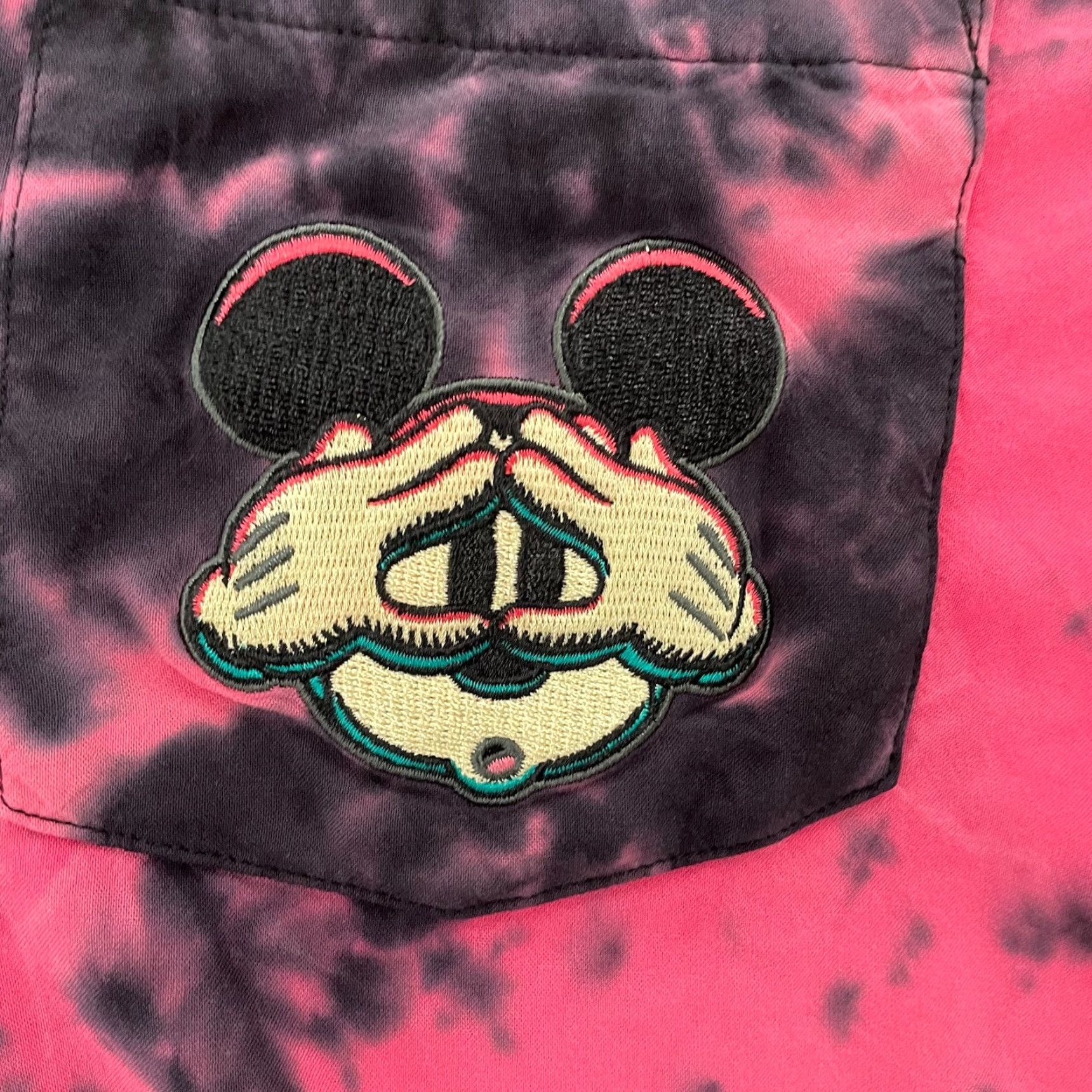 Disney Disney Parks Mickey Mouse Tie-Dye Button-Up Shirt Adult Small Halloween Multicolor Mens Size US S / EU 44-46 / 1 - 4 Thumbnail