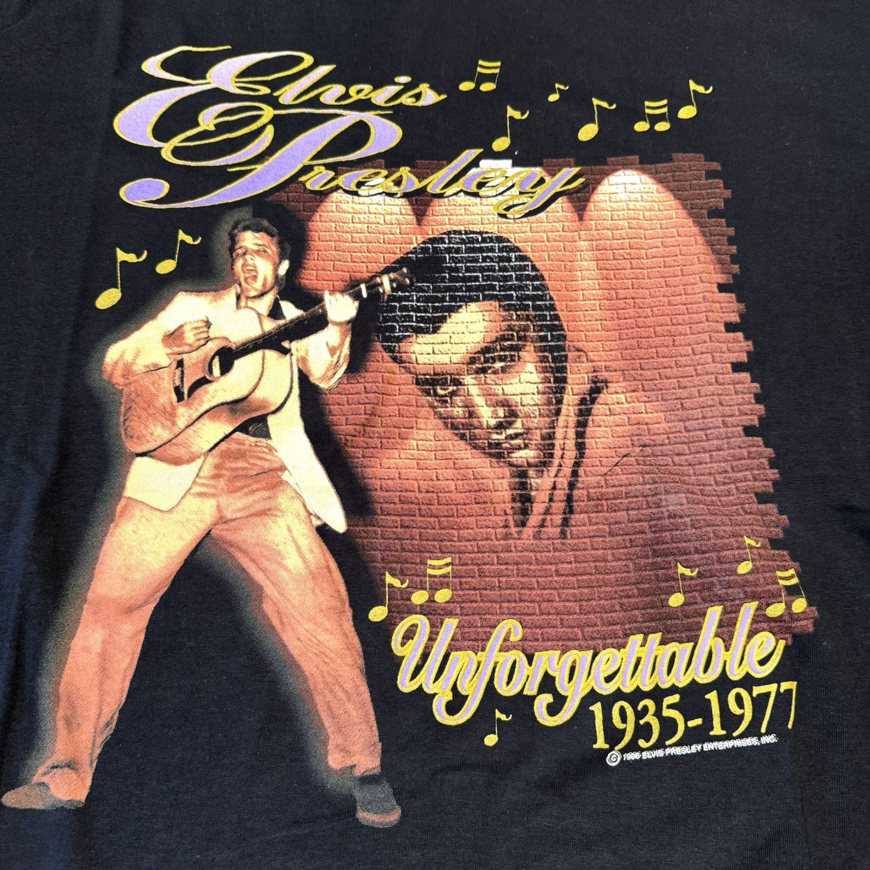 Vintage VINTAGE Elvis Presley Unforgettable T Shirt XL Black 90s Mens Short Sleeve Crew Neck Cotton Graphic New Size US XL / EU 56 / 4 - 3 Thumbnail