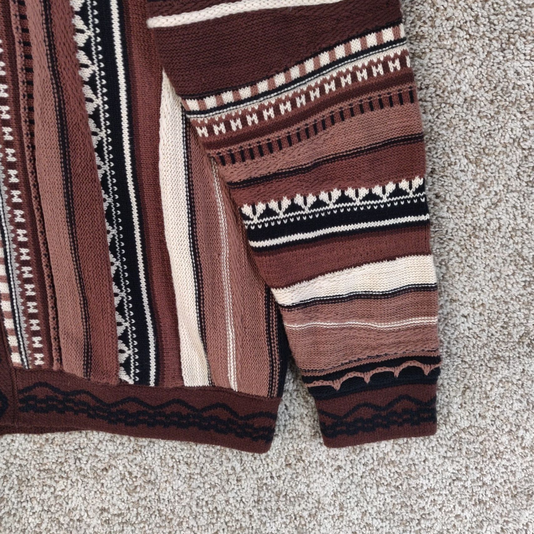 Abercrombie & Fitch Abercrombie & Fitch Sweater Mens M Brown 3D Knit Chunky Coogi Style Cardigan Size US M / EU 48-50 / 2 - 4 Thumbnail