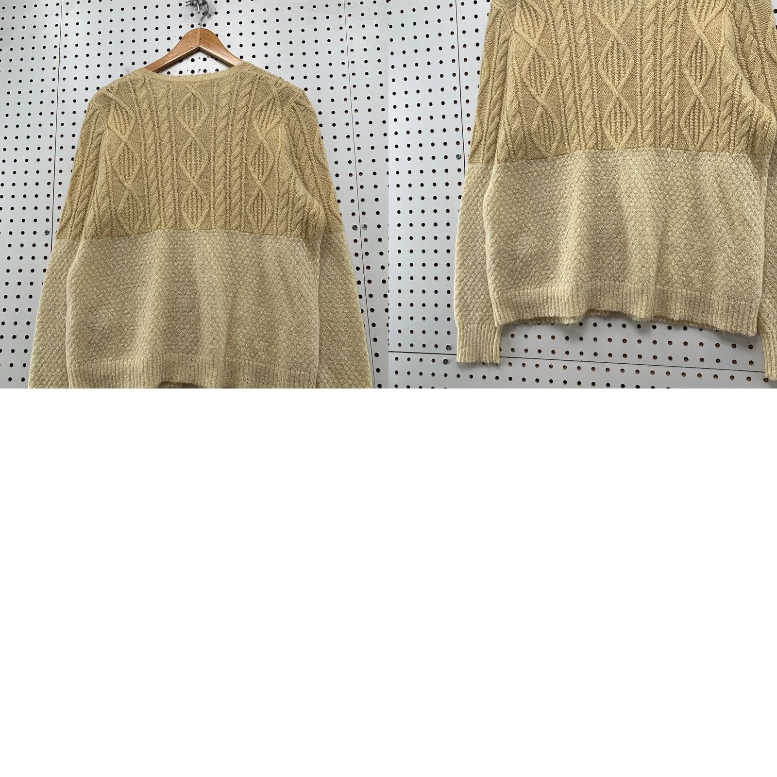 Vintage Woolrich Wool Mohair Cardigan Sweater Womens Large Beige Cable Knit Two Tone Size L / US 10 / IT 46 - 9 Thumbnail
