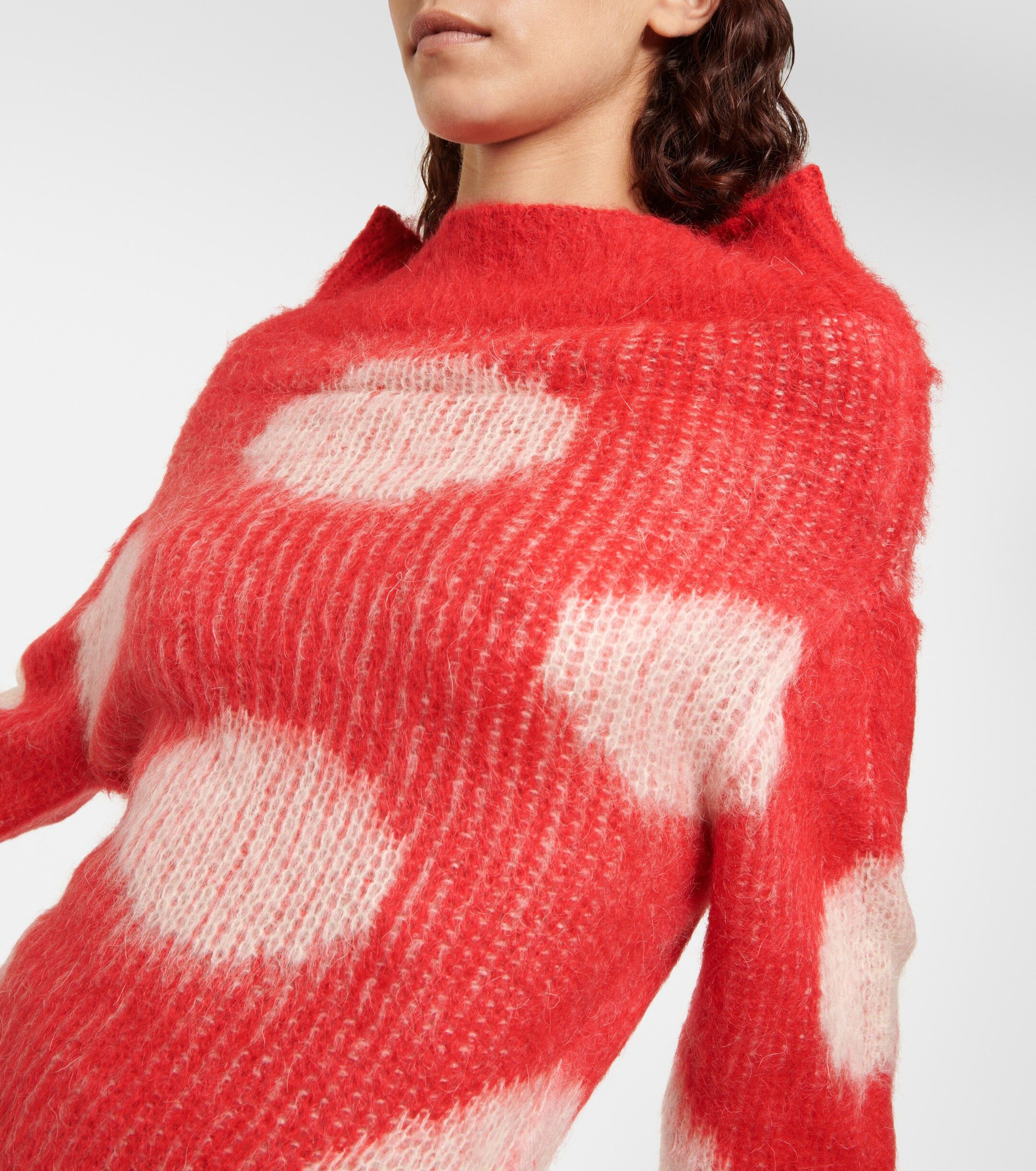 Marni o1w1db10824 Polka Dots Wool-blend Sweater in Red White Size L / US 10 / IT 46 - 4 Thumbnail