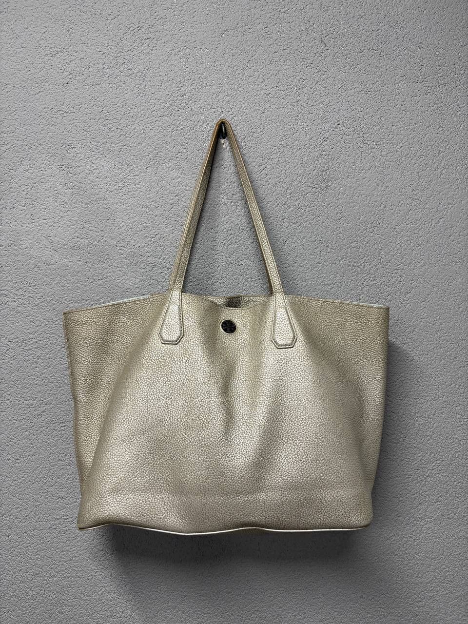Tory Burch Tory Burch Metallic Grey Leather Perry Tote Size ONE SIZE - 1 Thumbnail