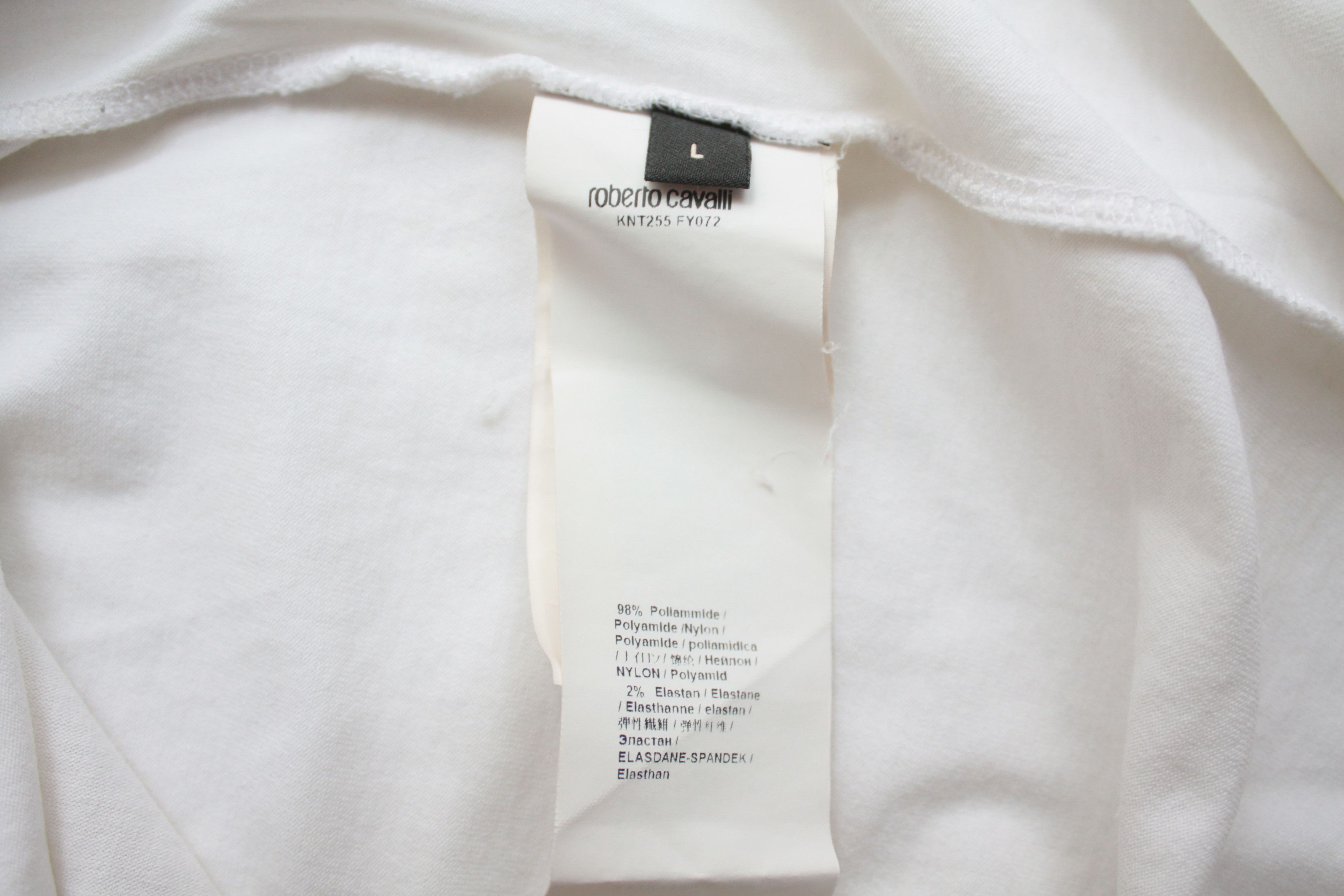 Roberto Cavalli Roberto Cavalli White T-Shirt Men's Large Slim Fit Size US L / EU 52-54 / 3 - 7 Thumbnail