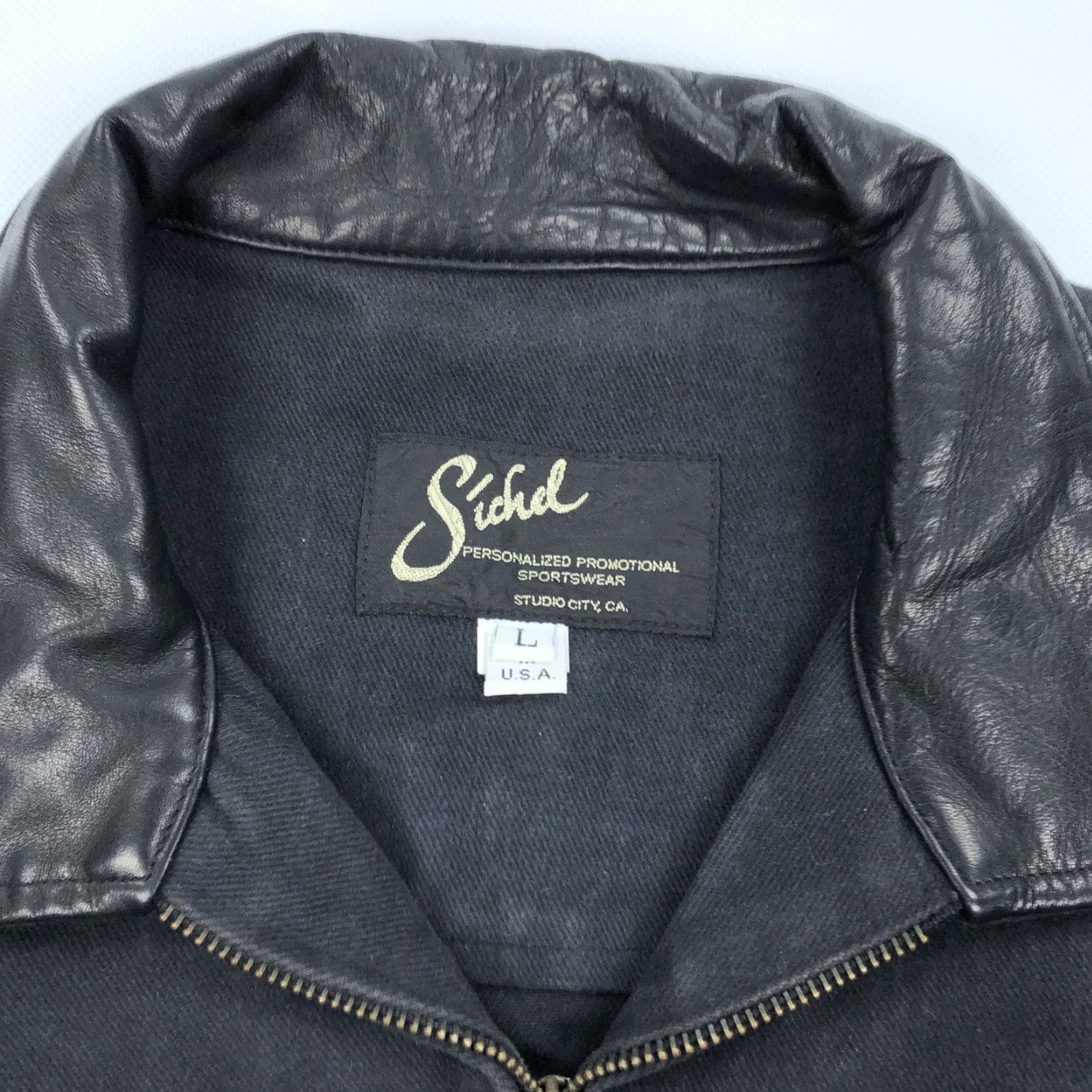 Vintage VINTAGE Sichel Black Canvas Leather Collar Full Zip Workwear Jacket Coat Men L Black Canvas Leather Collar Full Zip Work Jacket Socks? Size US L / EU 52-54 / 3 - 2 Thumbnail