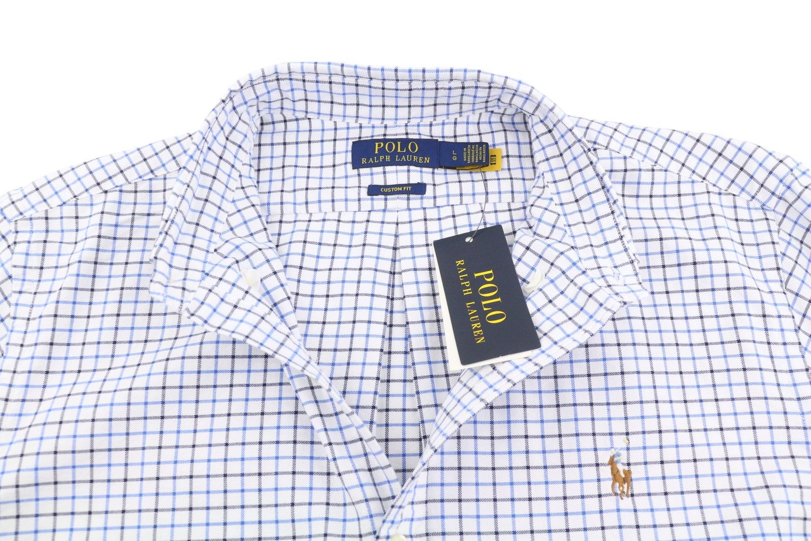 Ralph Lauren L White Check Custom Fit Button-Down Neck Logo 87002 Size US L / EU 52-54 / 3 - 4 Thumbnail
