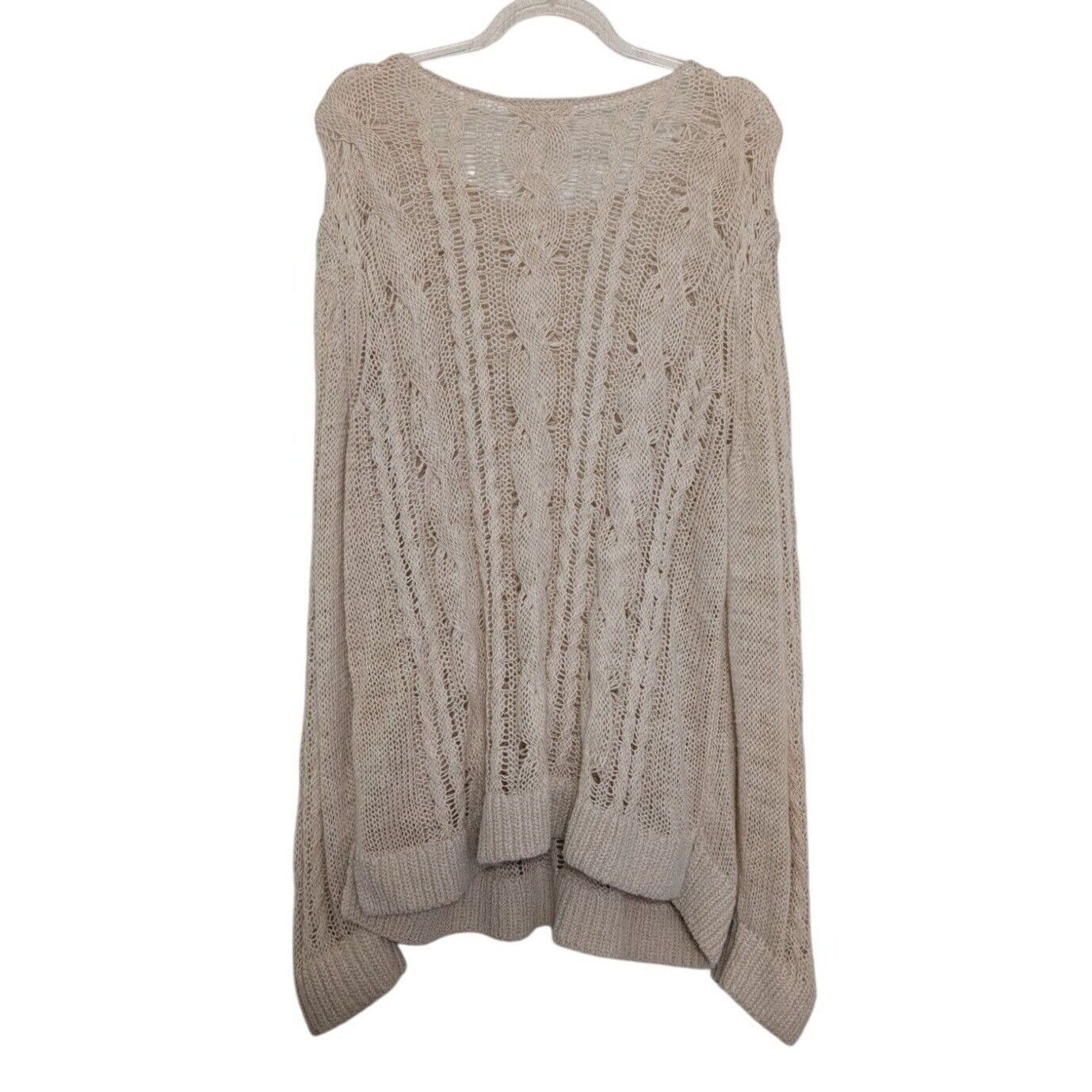 Designer Garnet Hill Cabled Pullover Womens Size XL Ecru Beige Linen Size US XL / EU 56 / 4 - 8 Thumbnail